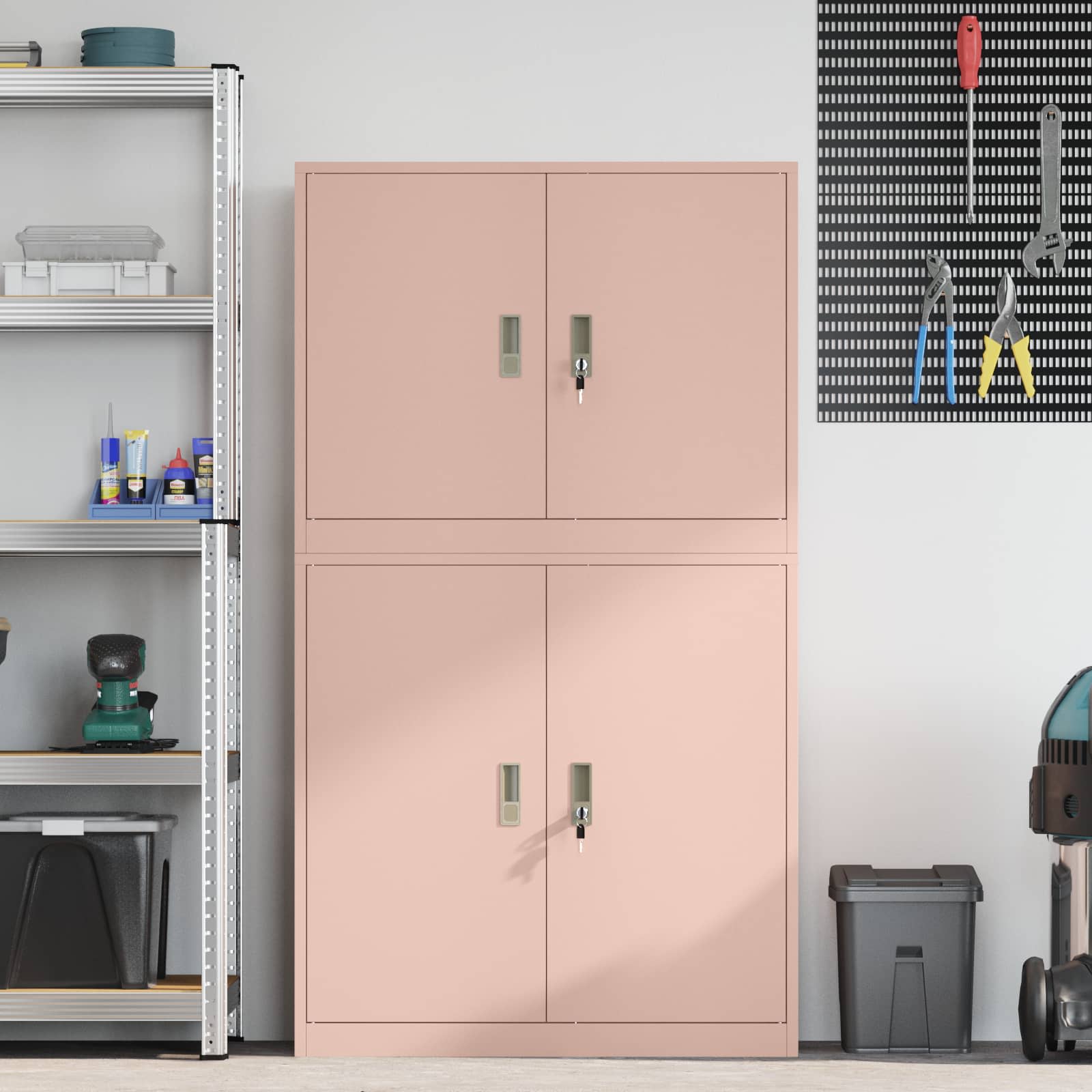 Armoire de rangement 2 pc Rose 90 x 40 x 160 cm Acier