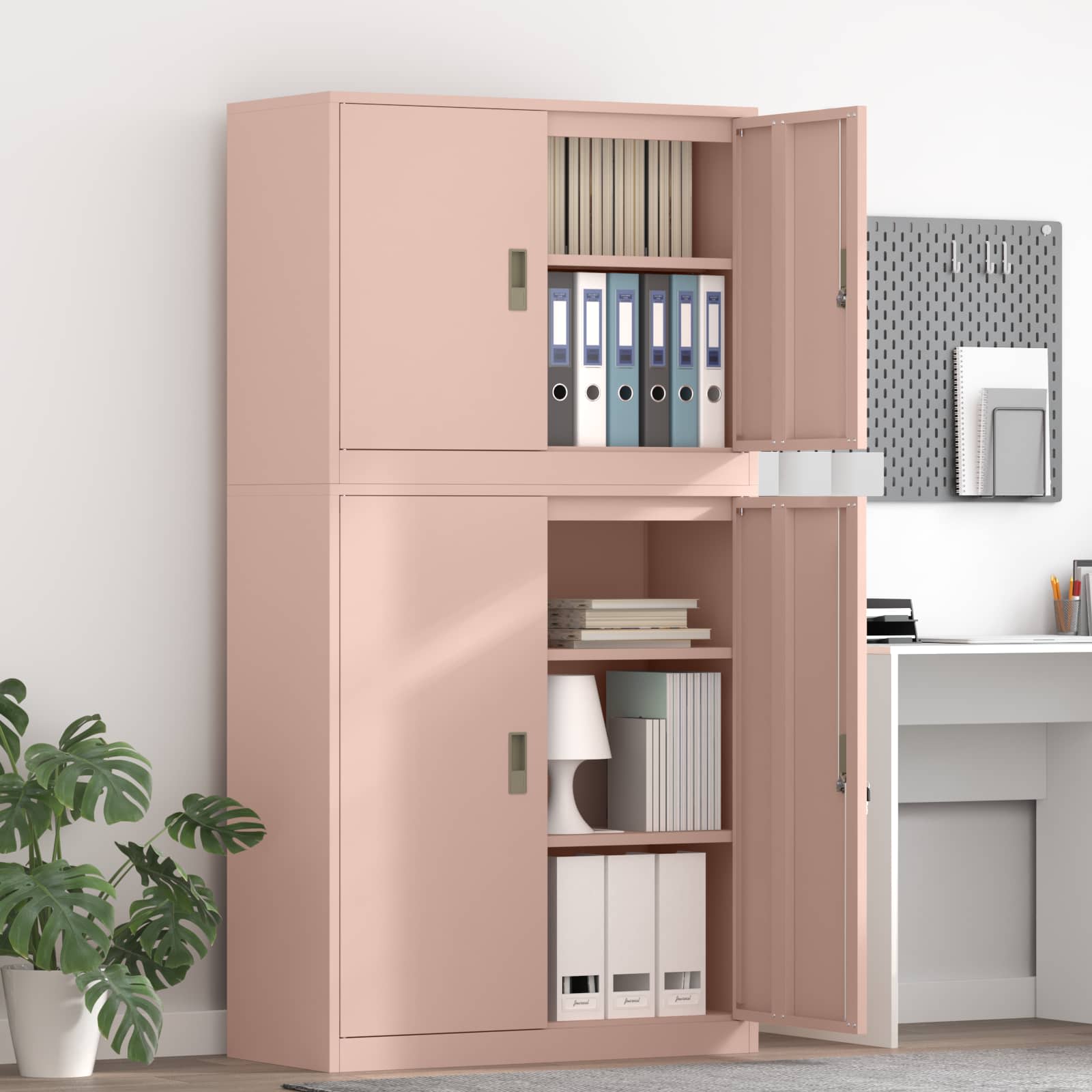 Armoire de rangement 2 pc Rose 90 x 40 x 175 cm Acier