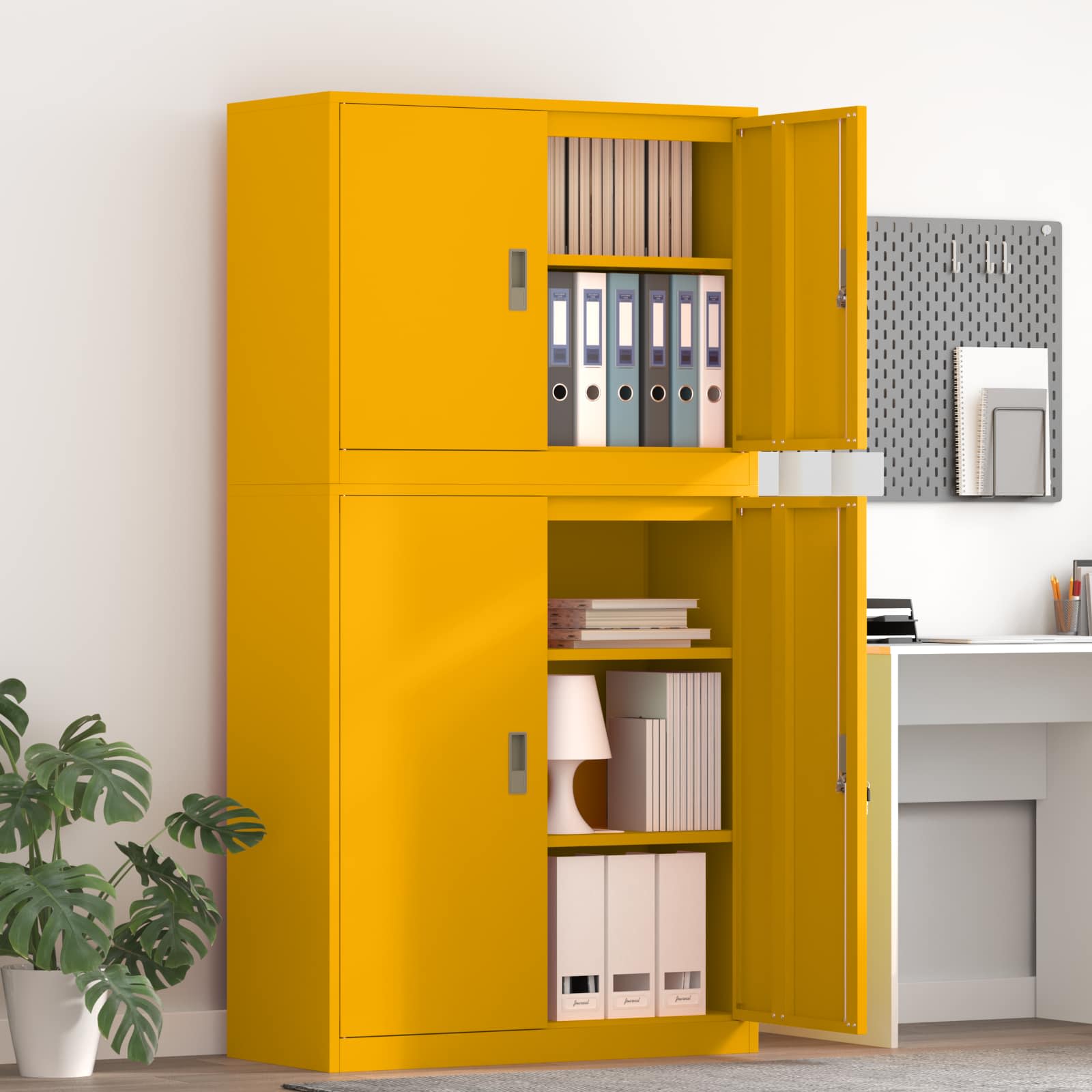 Armoire de rangement 2 pc Jaune moutarde 90 x 40 x 175 cm Acier