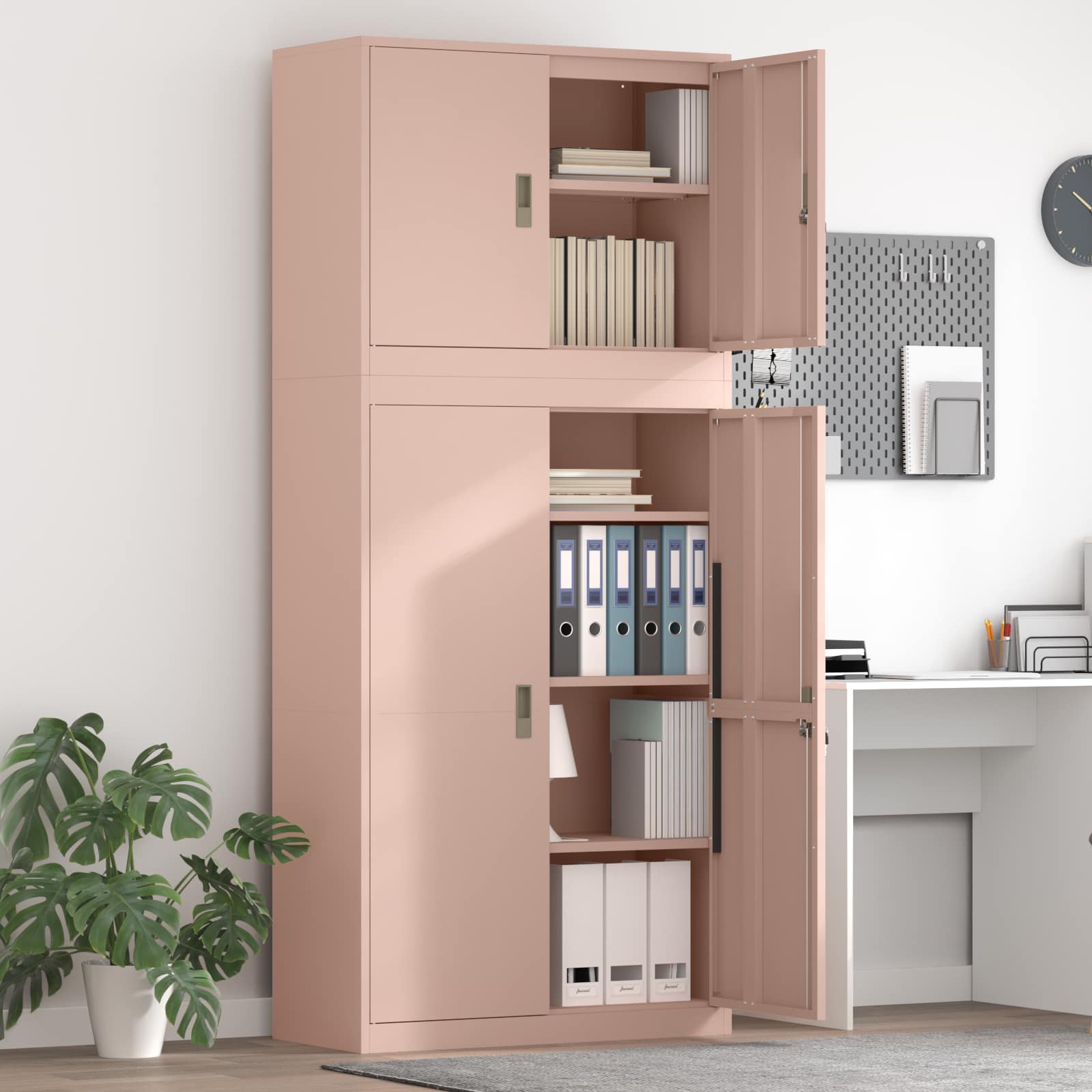 Armoire de rangement 2 pc Rose 90 x 40 x 210 cm Acier