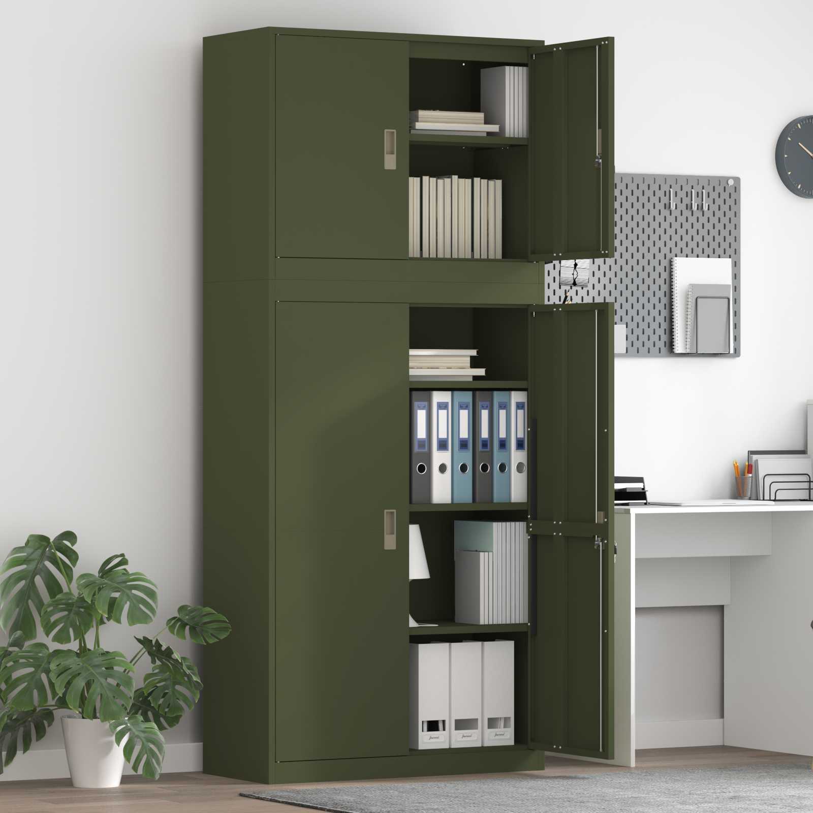 Armoire de rangement 2 pc Vert olive 90 x 40 x 210 cm Acier