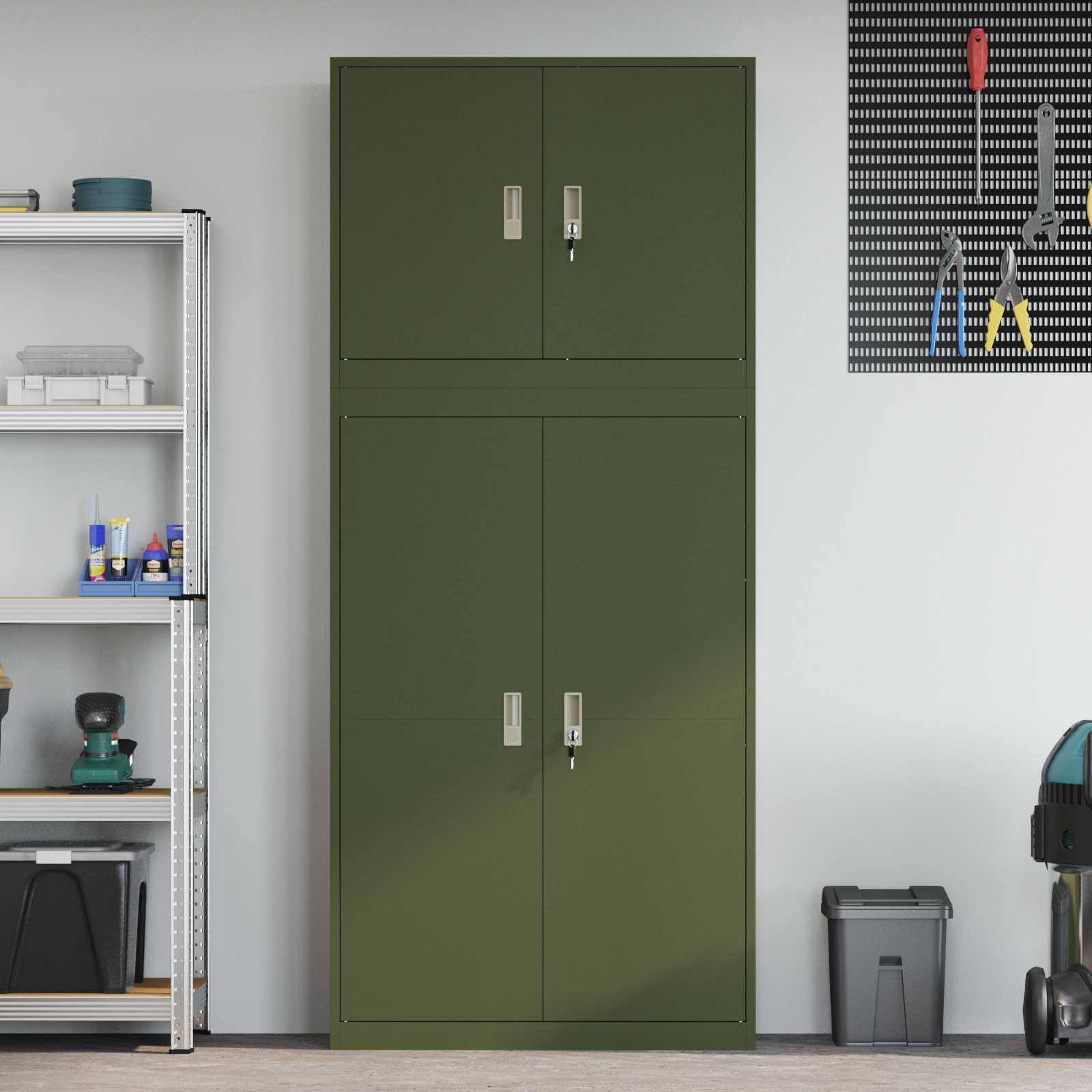 Armoire de rangement 2 pc Vert olive 90 x 40 x 210 cm Acier
