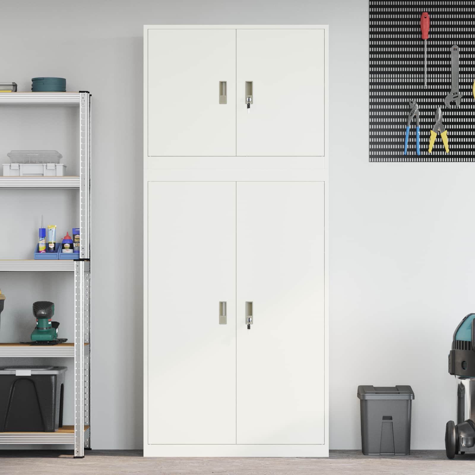 Armoire de rangement 2 pc Blanc 90 x 40 x 210 cm Acier