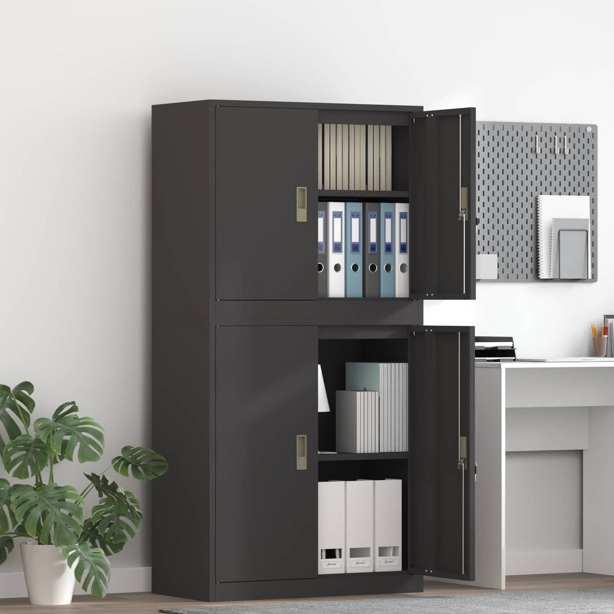 Armoire de rangement 2 pc Noir 80 x 40 x 160 cm Acier