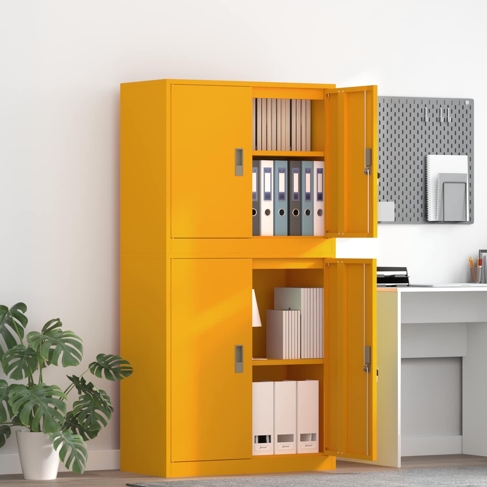 Armoire de rangement 2 pc Jaune moutarde 80 x 40 x 160 cm Acier