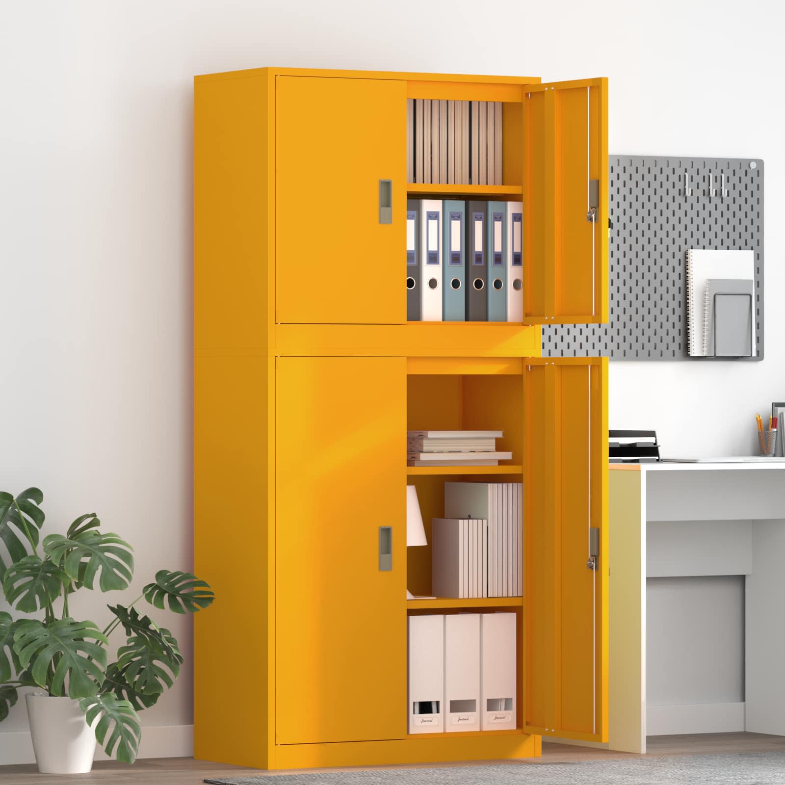 Armoire de rangement 2 pc Jaune moutarde 80 x 40 x 175 cm Acier