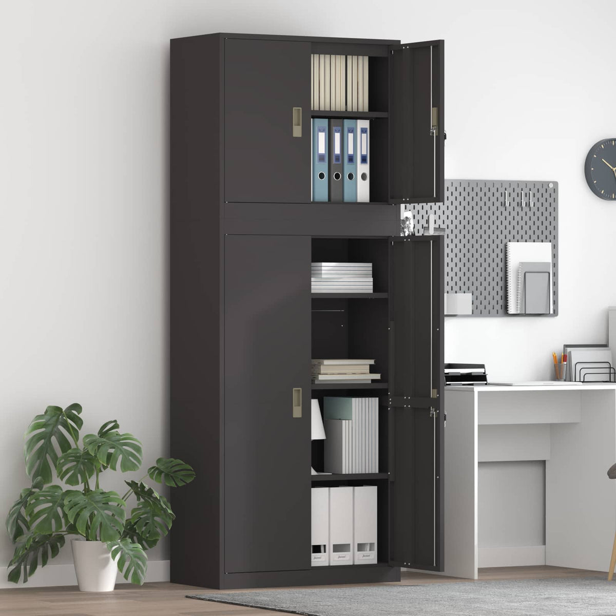 Armoire de rangement 2 pc Noir 80 x 40 x 210 cm Acier