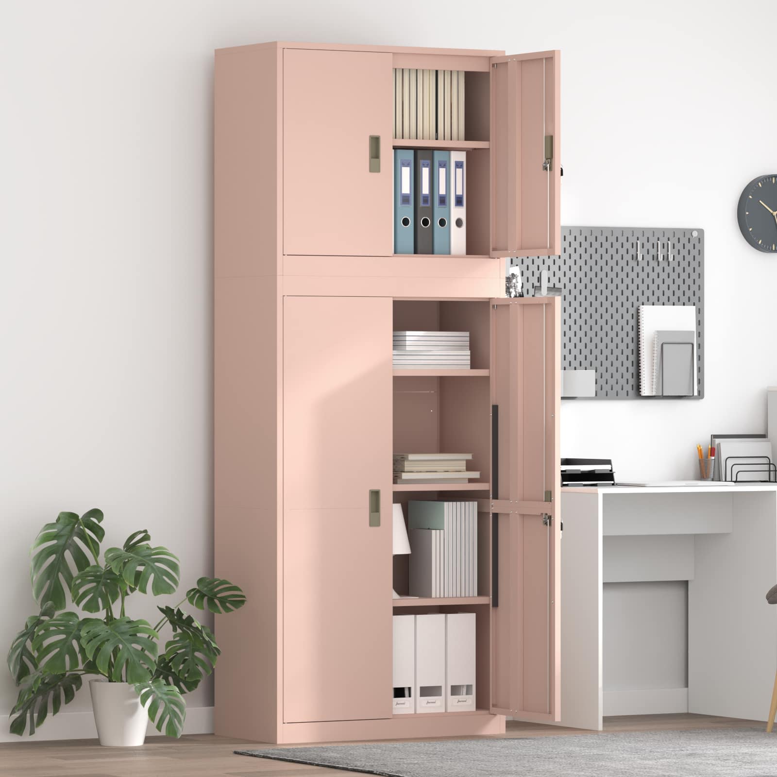 Armoire de rangement 2 pc Rose 80 x 40 x 210 cm Acier