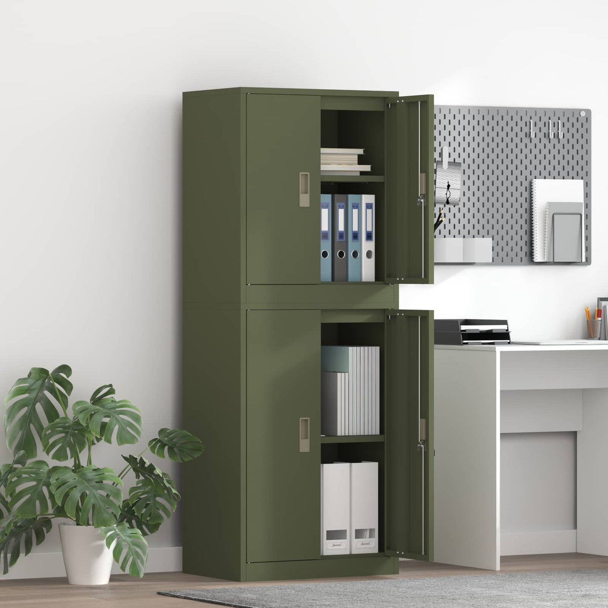 Armoire de rangement 2 pc Vert olive 60 x 40 x 160 cm Acier