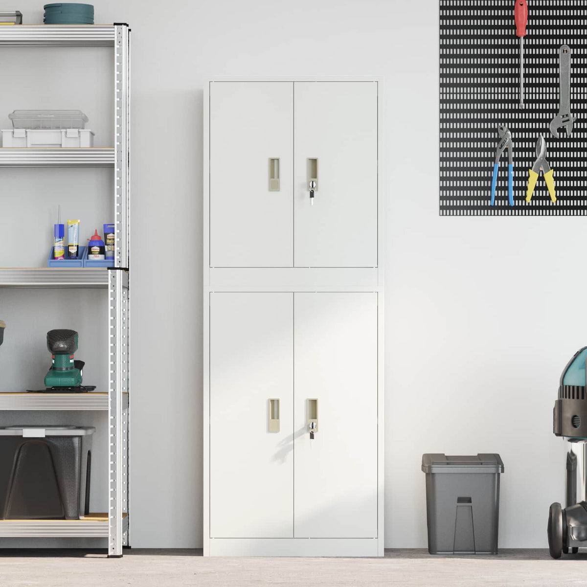 Armoire de rangement 2 pc Blanc 60 x 40 x 160 cm Acier