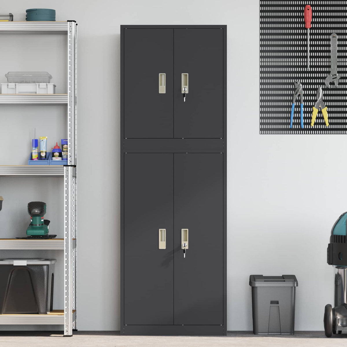 Armoire de rangement 2 pc Noir 60 x 40 x 175 cm Acier