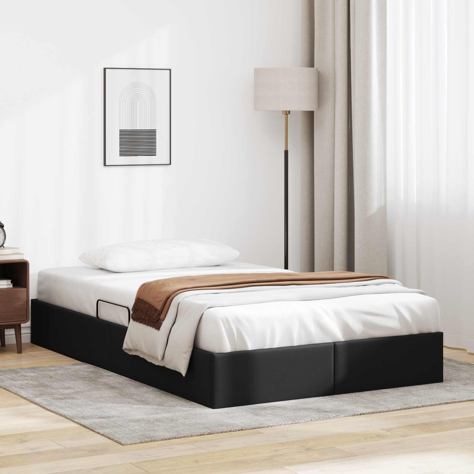 Cadre de lit ottoman Noir 120 x 190 cm Simili cuir