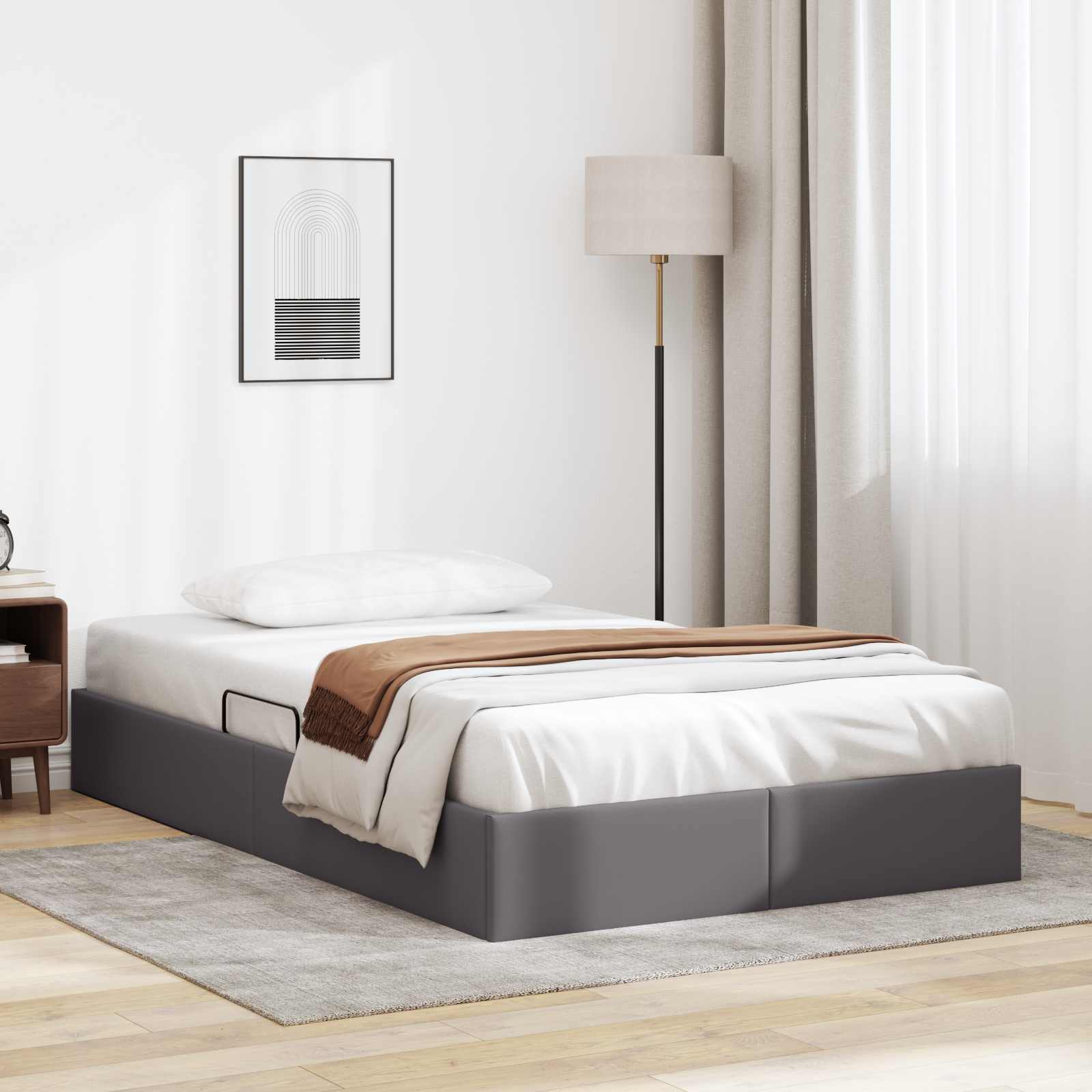 Cadre de lit ottoman Gris 120 x 190 cm Simili cuir