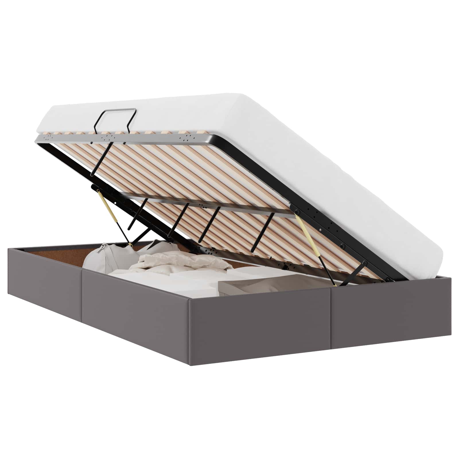 Cadre de lit ottoman Gris 120 x 190 cm Simili cuir