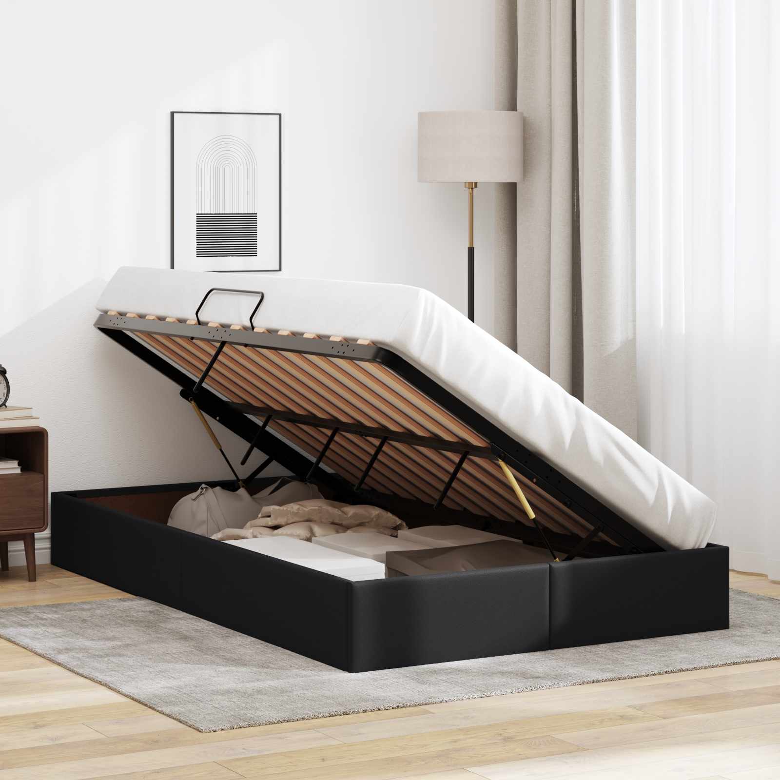 Cadre de lit ottoman Noir 120 x 200 cm Simili cuir