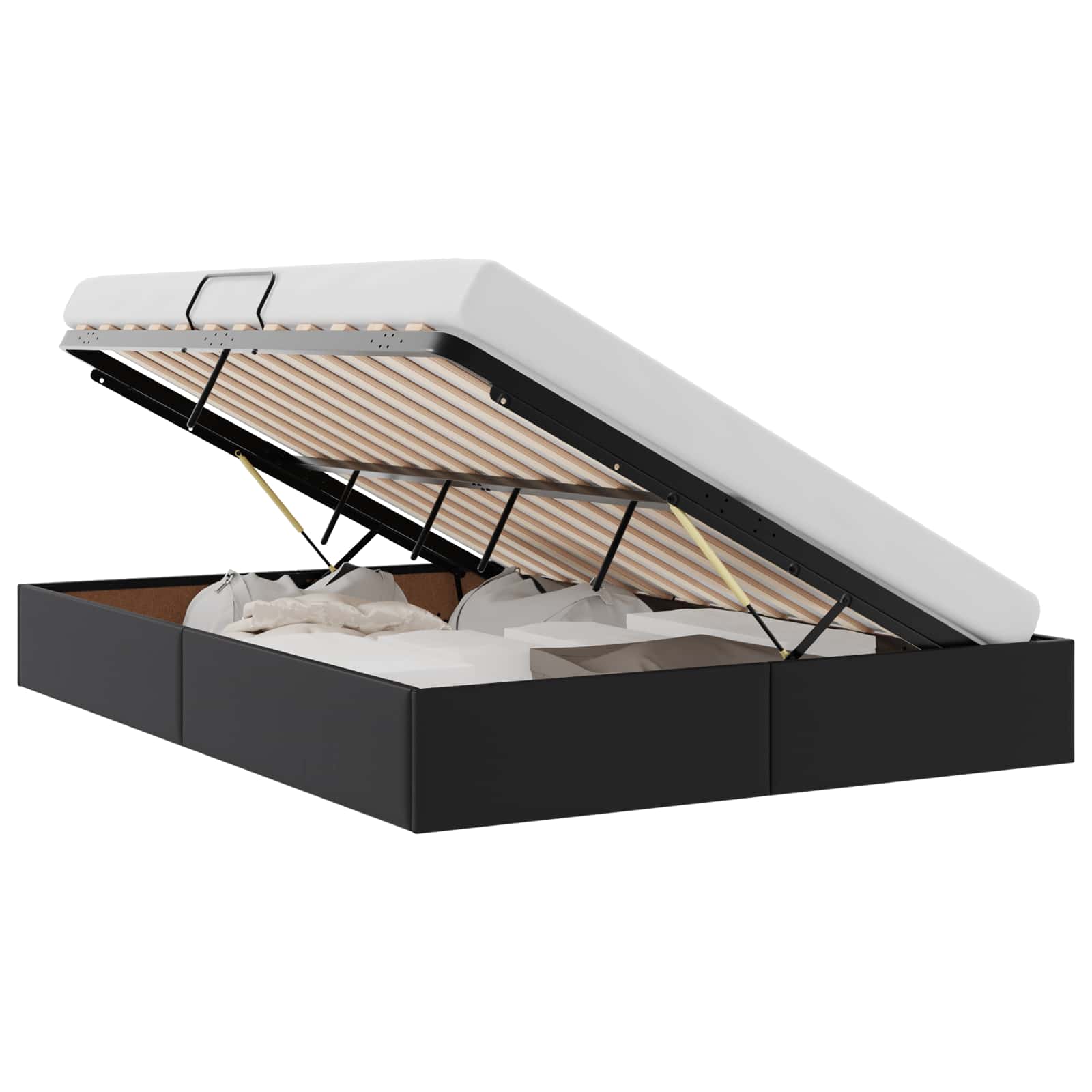Cadre de lit ottoman Noir 140 x 190 cm Simili cuir