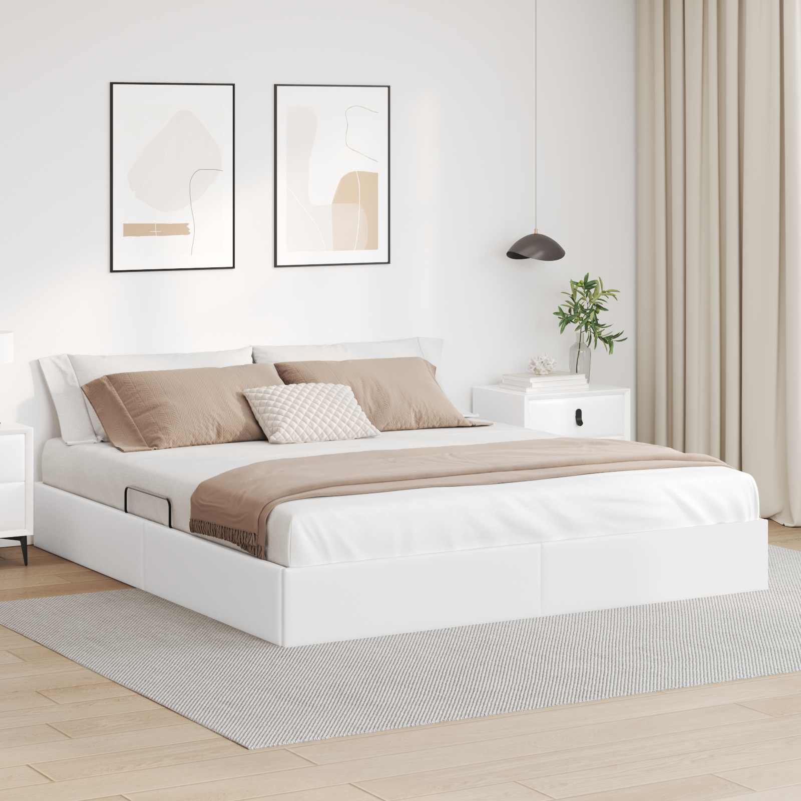 Cadre de lit ottoman Blanc pur 180 x 200 cm Simili cuir