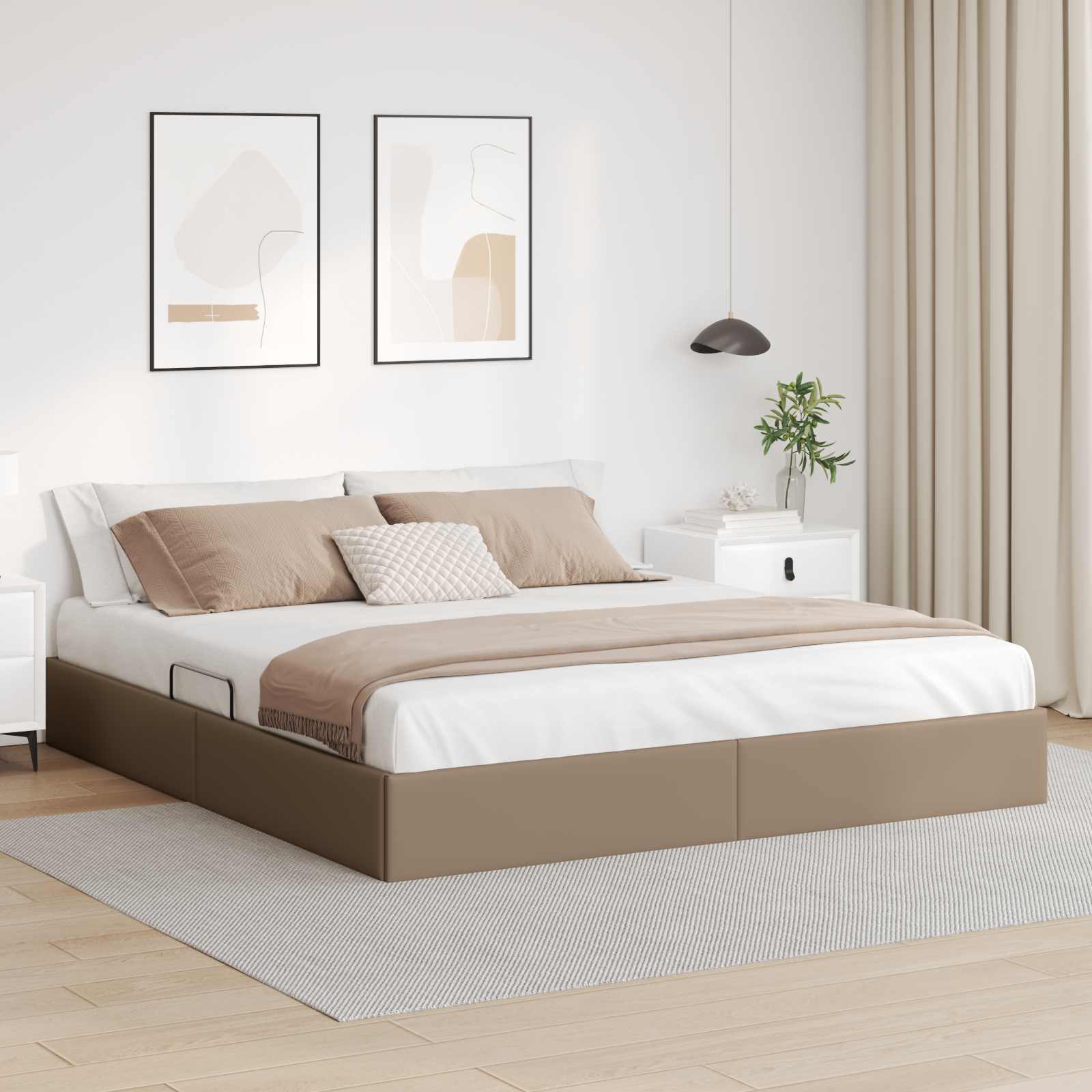 Cadre de lit ottoman Cappuccino 180 x 200 cm Simili cuir