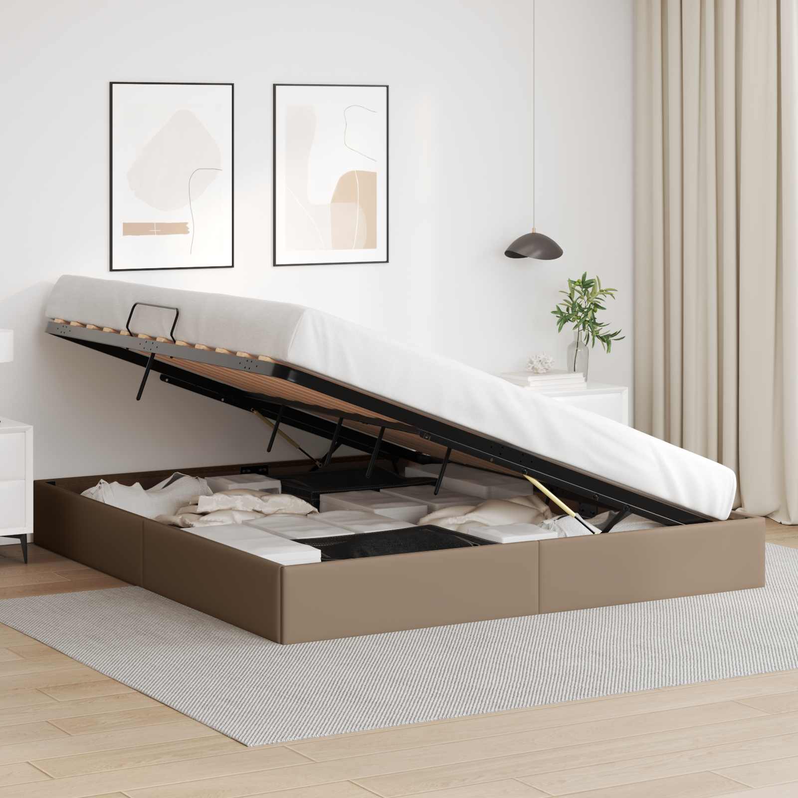 Cadre de lit ottoman Cappuccino 180 x 200 cm Simili cuir