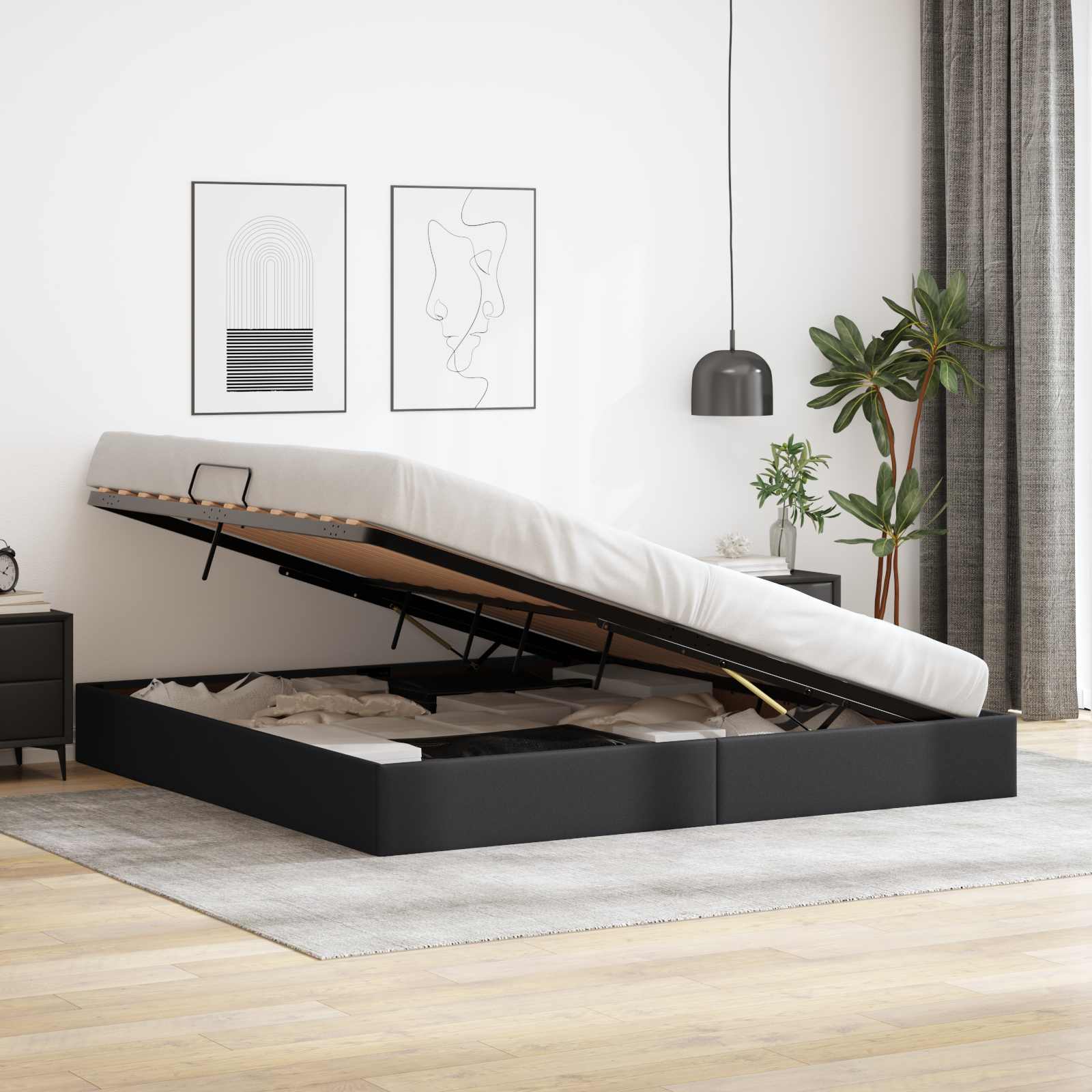 Cadre de lit ottoman Noir 200 x 200 cm Simili cuir