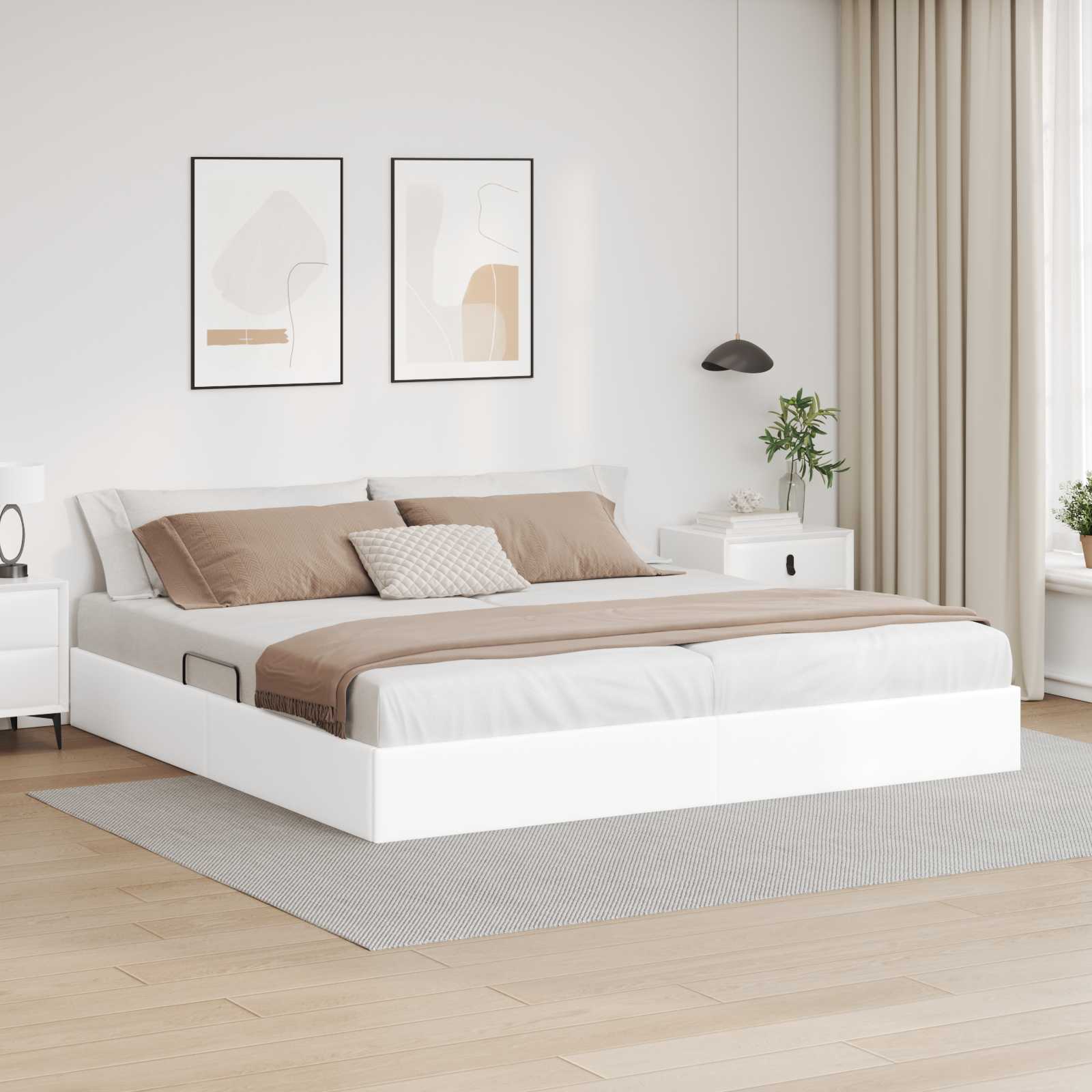 Cadre de lit ottoman Blanc pur 200 x 200 cm Simili cuir