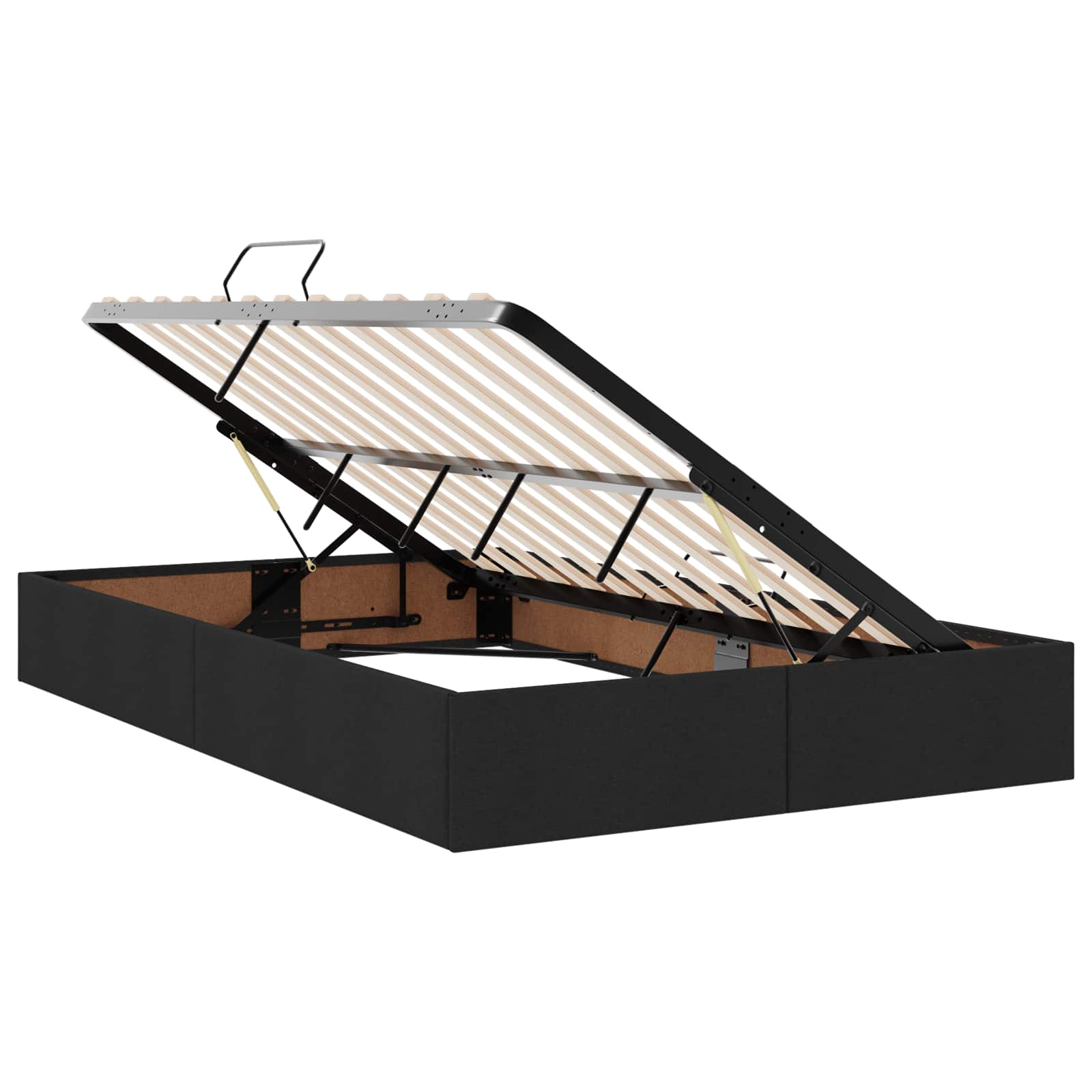 Cadre de lit ottoman avec stockage Noir 120 x 200 cm tissu