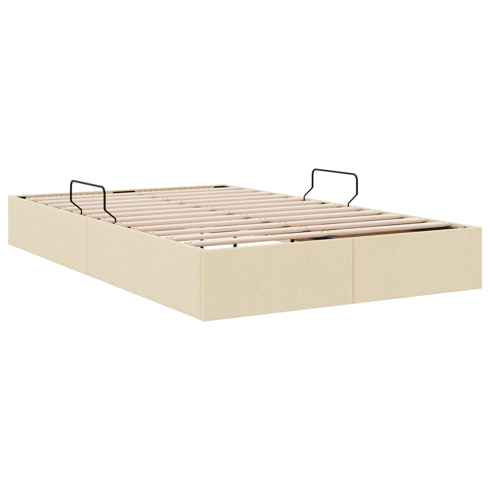 Cadre de lit ottoman avec stockage Crème 120 x 200 cm tissu