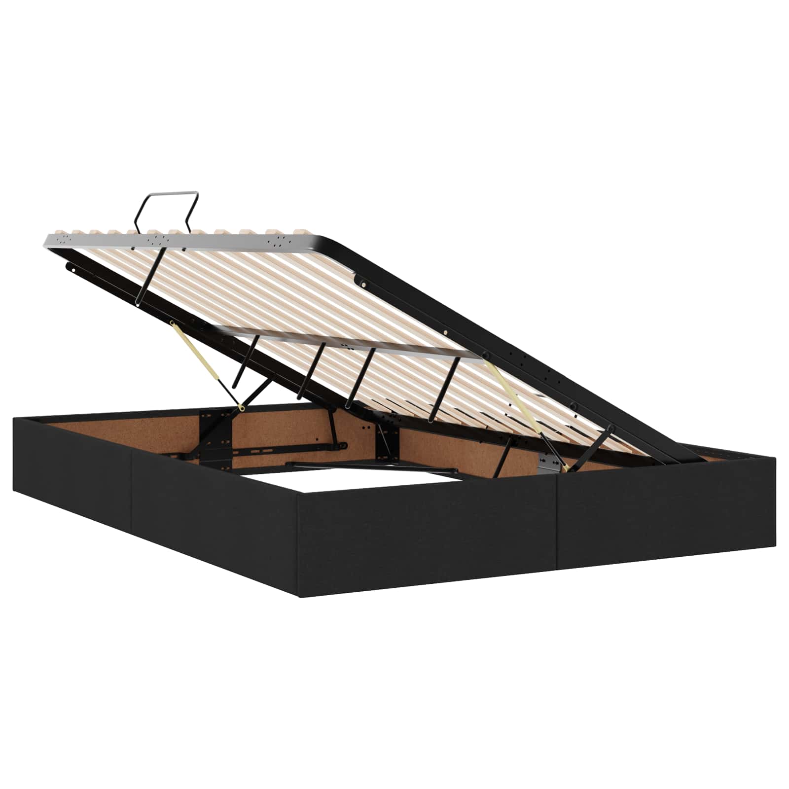 Cadre de lit ottoman avec stockage Noir 140 x 190 cm tissu