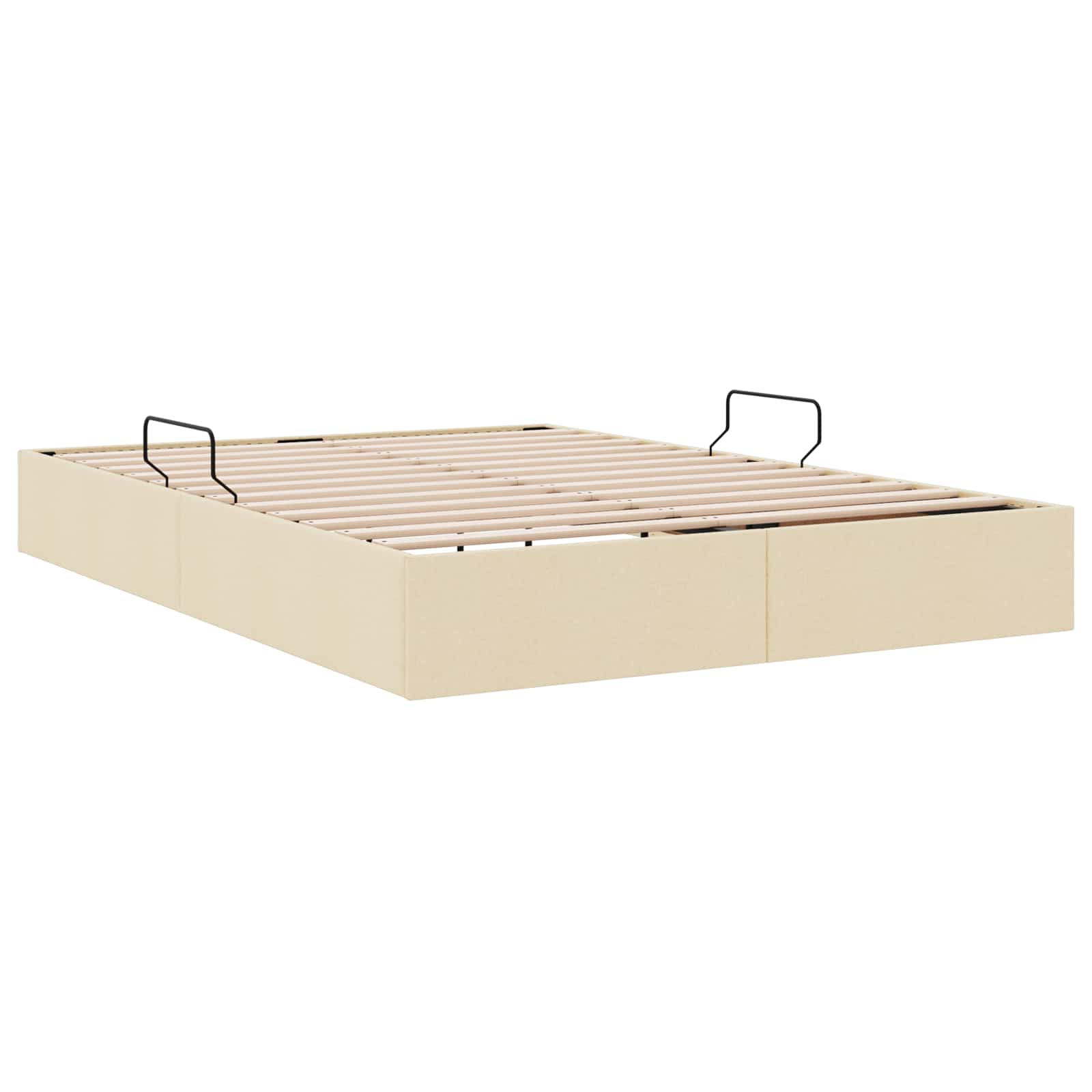 Cadre de lit ottoman avec stockage Crème 140 x 190 cm tissu