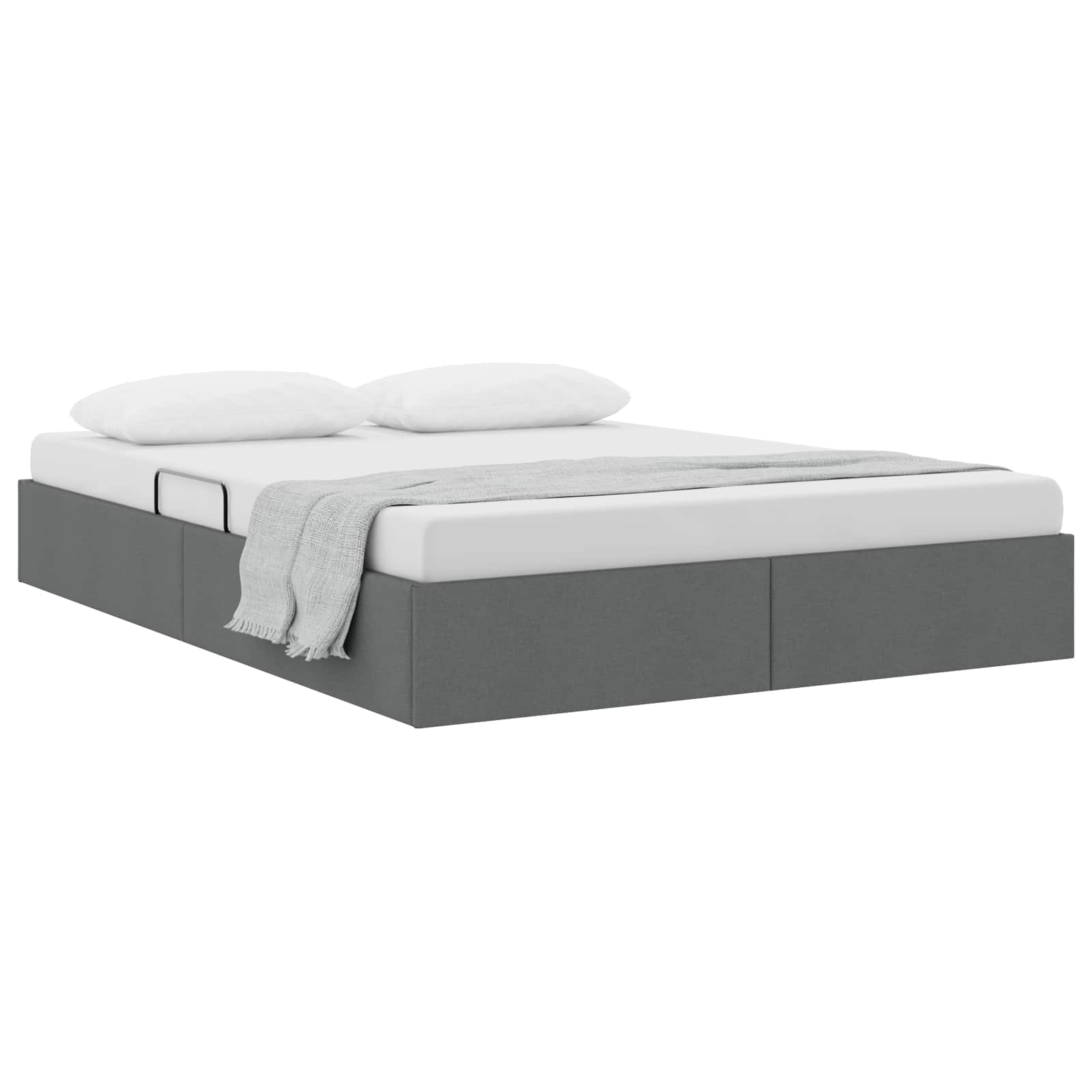 Cadre de lit ottoman Gris foncé 140 x 200 cm tissu