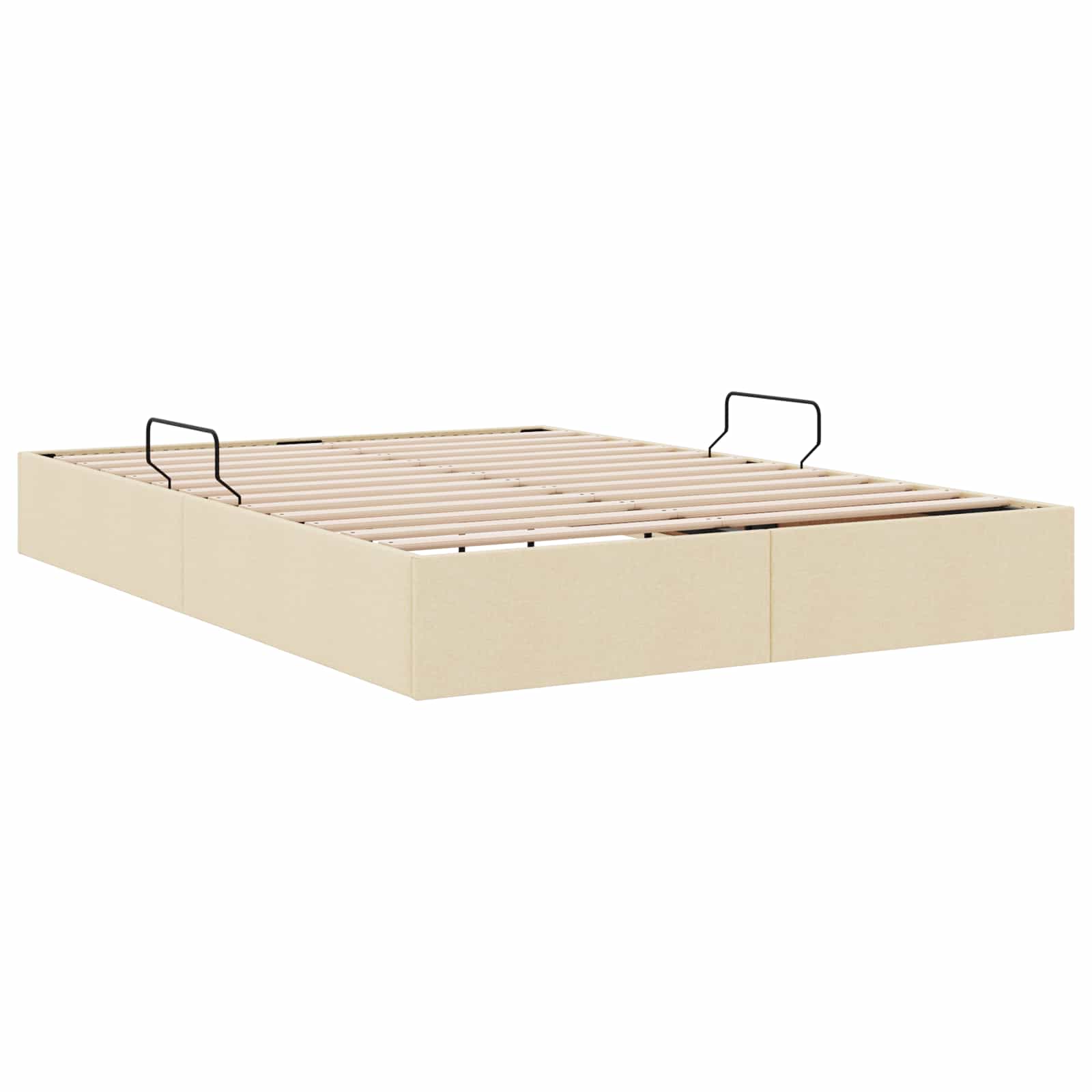 Cadre de lit ottoman avec stockage Crème 140 x 200 cm tissu