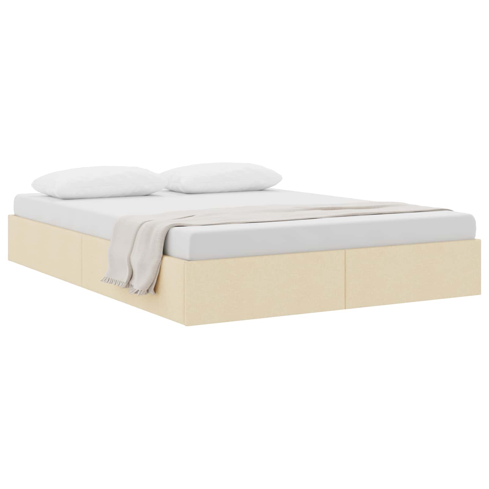Cadre de lit ottoman avec stockage Crème 140 x 200 cm tissu