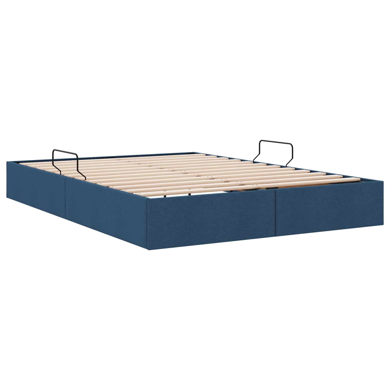 Cadre de lit ottoman avec stockage Bleu 140 x 200 cm tissu