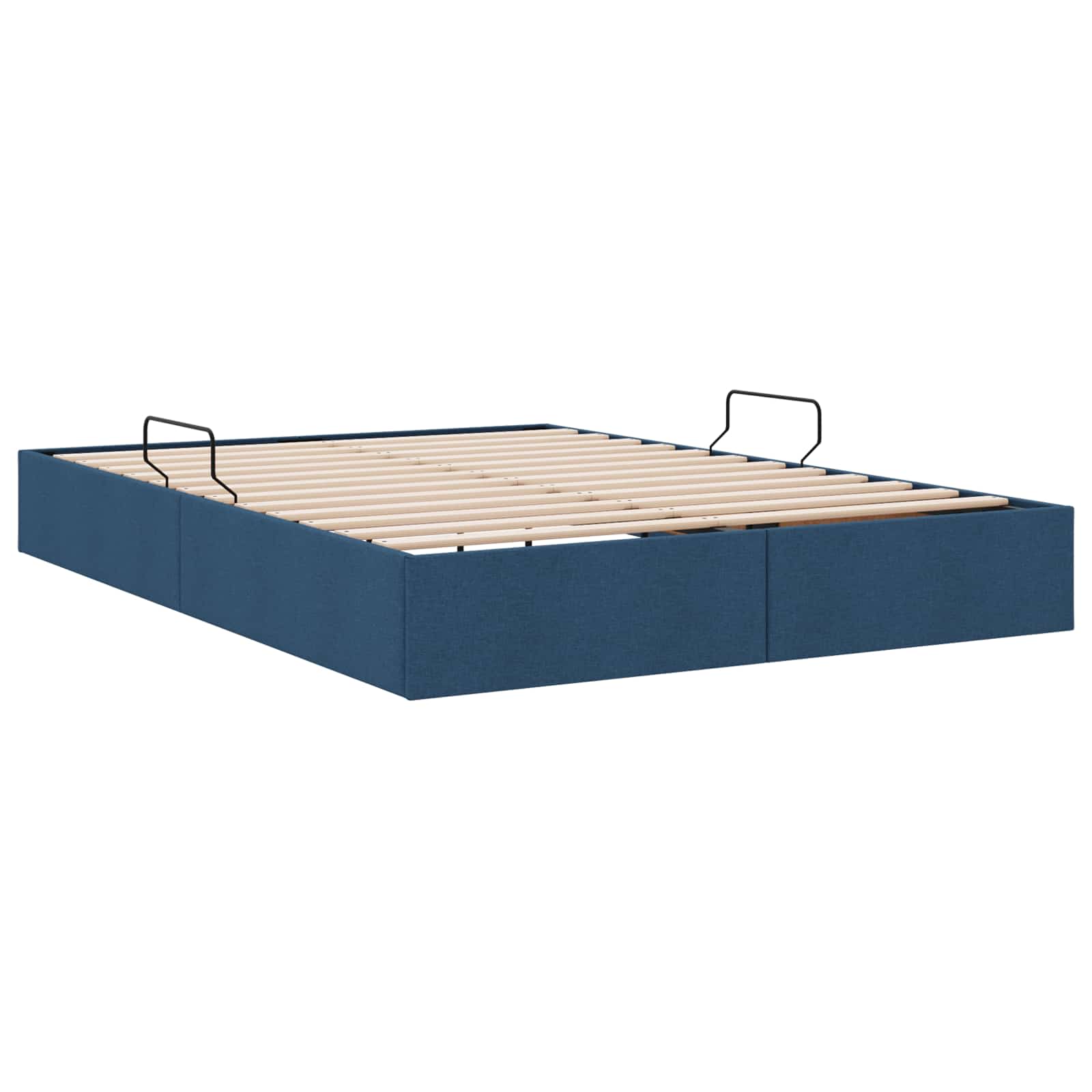 Cadre de lit ottoman avec stockage Bleu 140 x 200 cm tissu