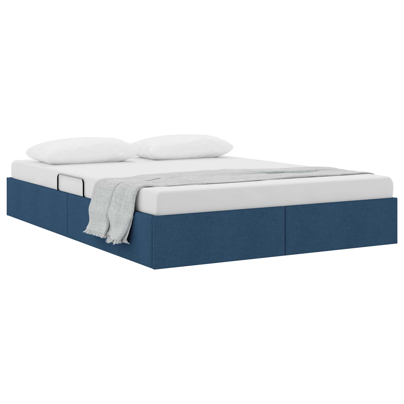 Cadre de lit ottoman avec stockage Bleu 140 x 200 cm tissu
