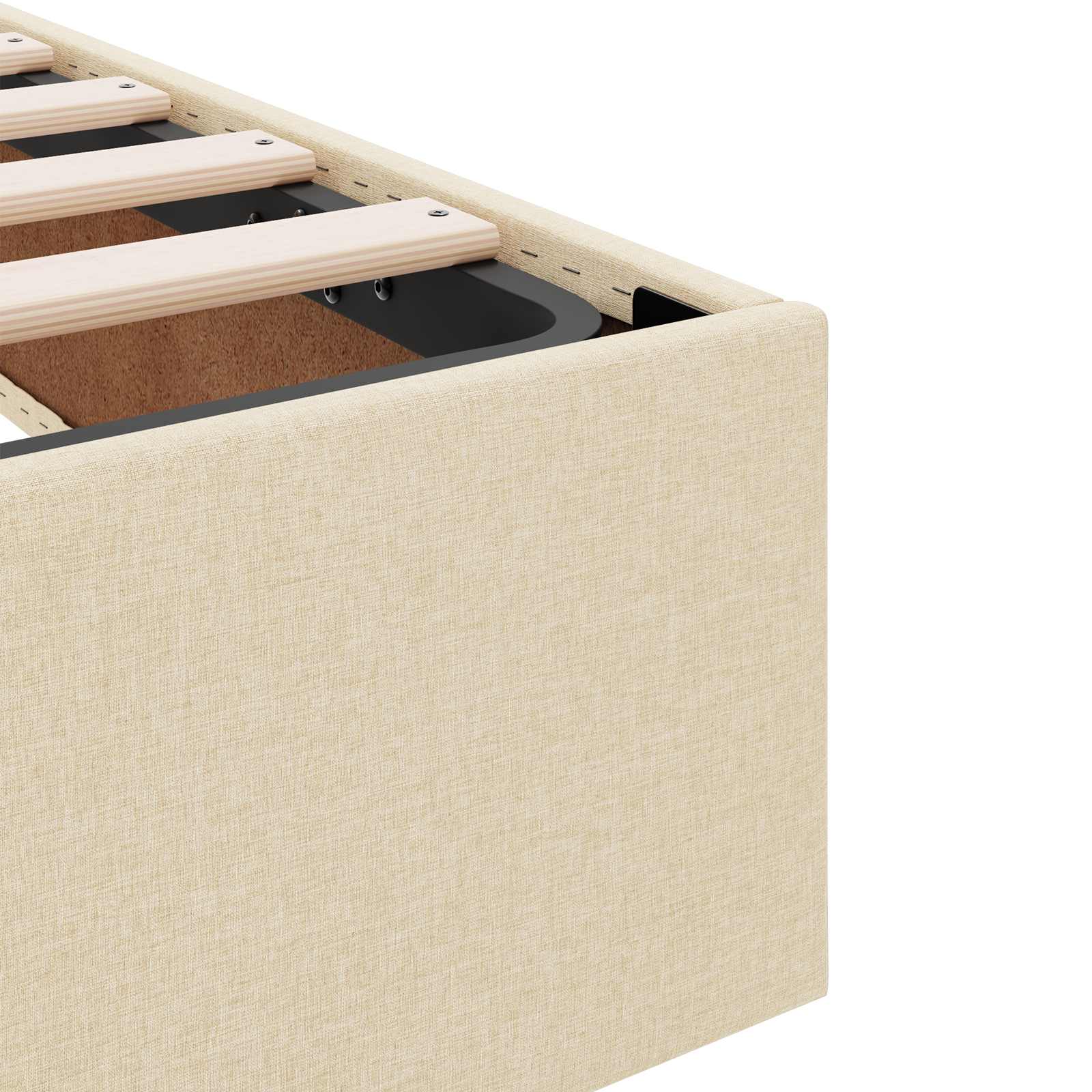 Cadre de lit ottoman avec stockage Crème 160 x 200 cm tissu