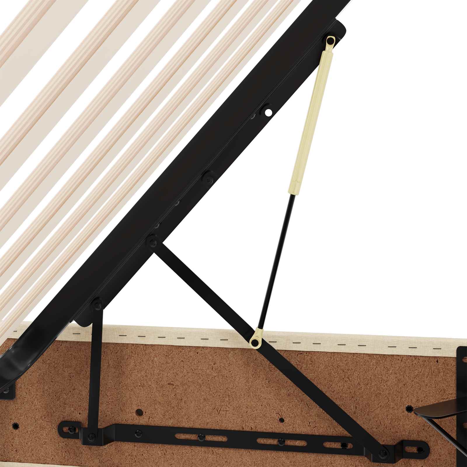 Cadre de lit ottoman avec stockage Crème 160 x 200 cm tissu