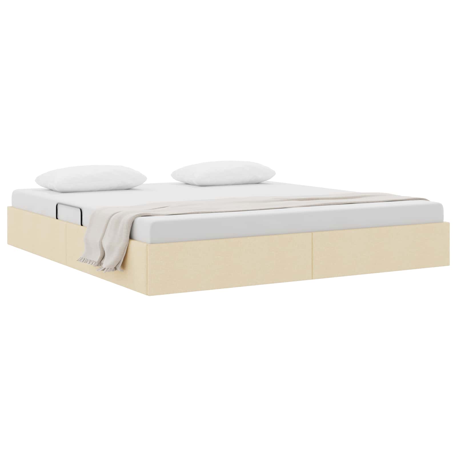 Cadre de lit ottoman avec stockage Crème 160 x 200 cm tissu
