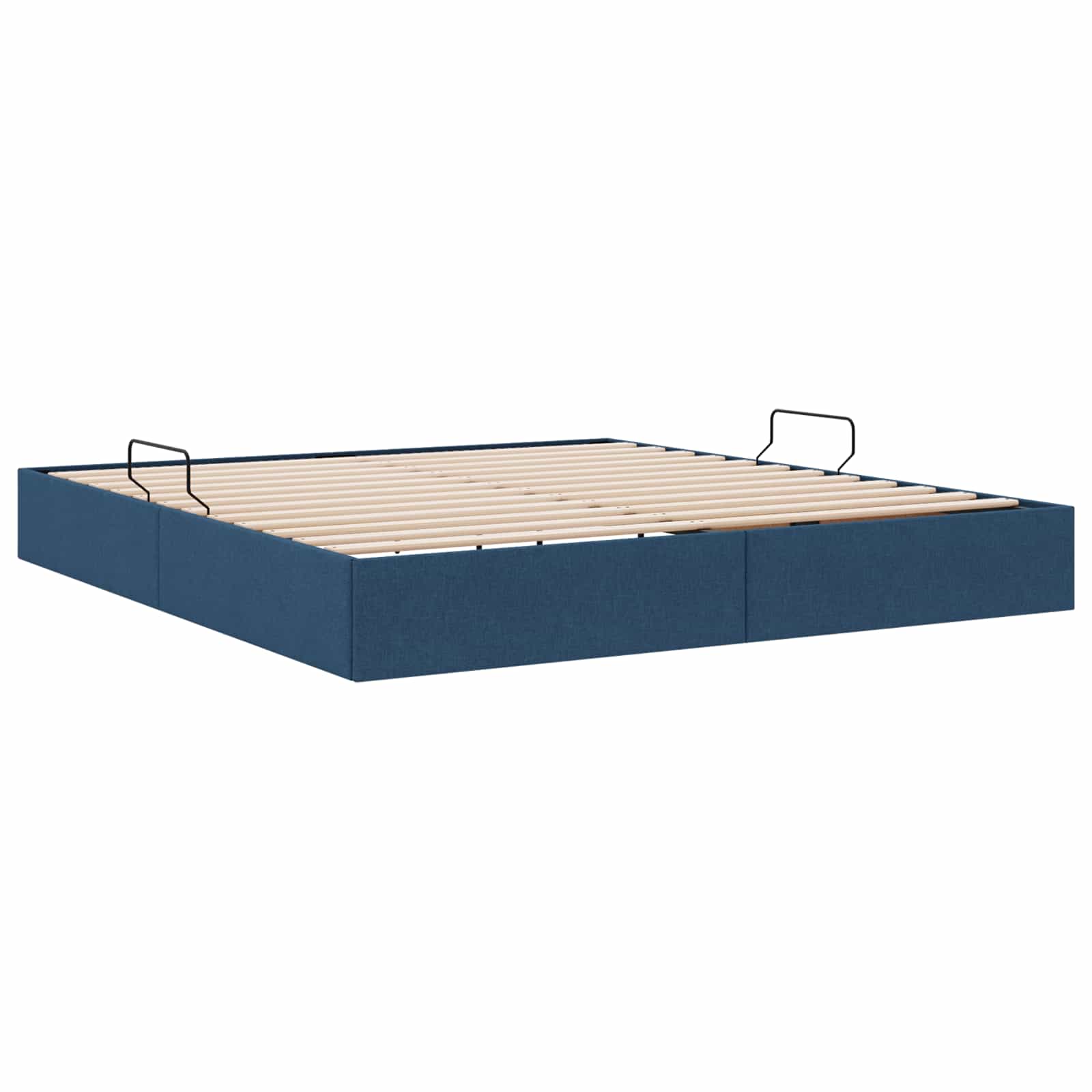 Cadre de lit ottoman avec stockage Bleu 160 x 200 cm tissu