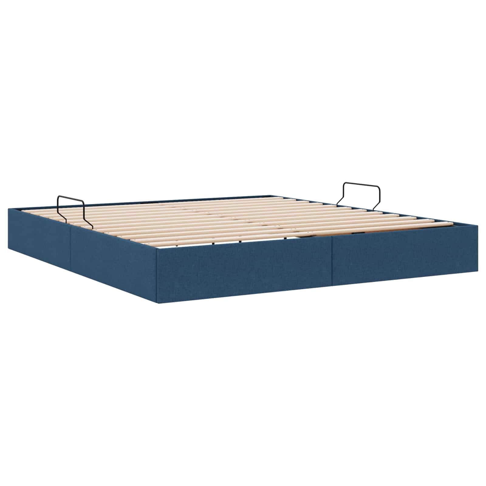Cadre de lit ottoman avec stockage Bleu 160 x 200 cm tissu