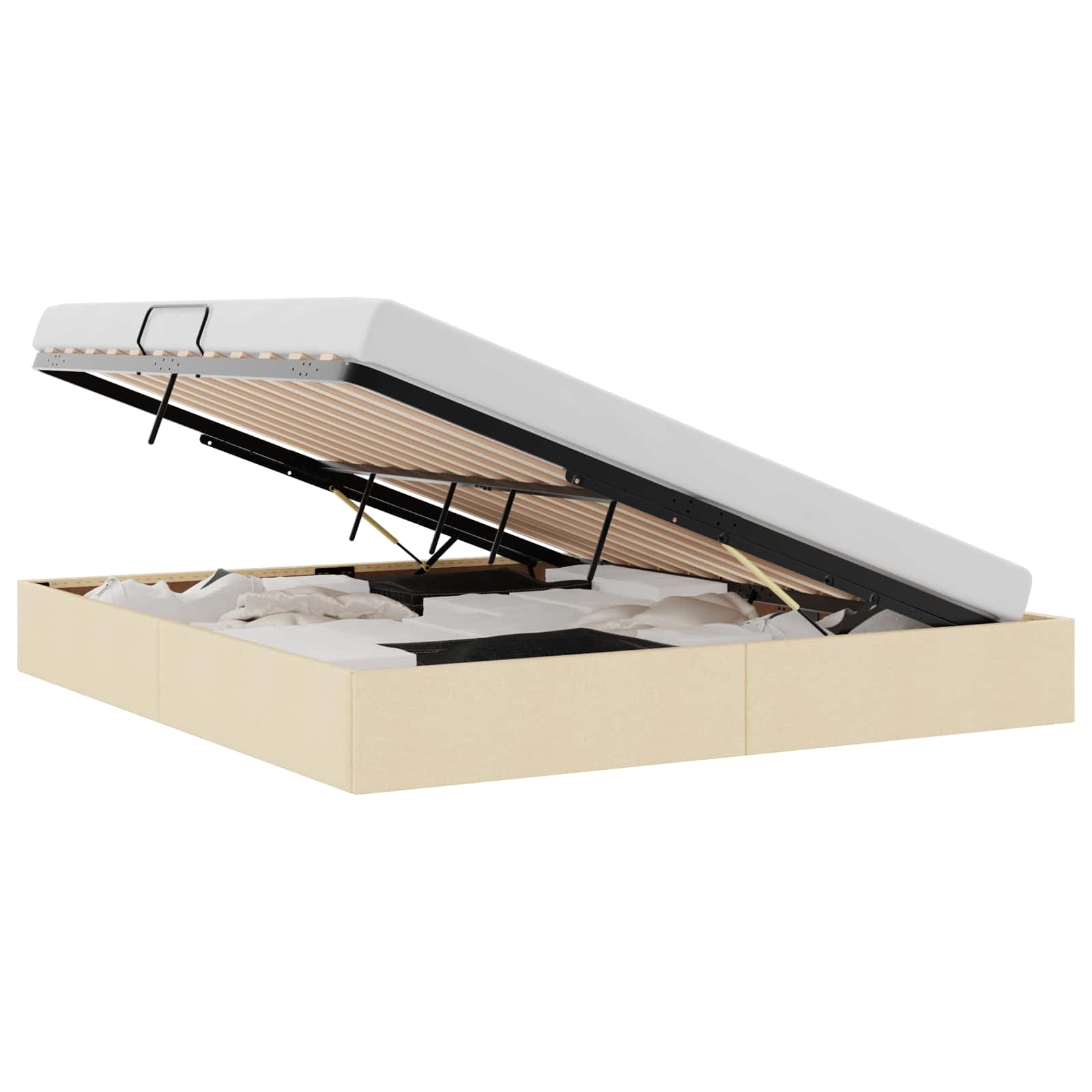 Cadre de lit ottoman avec stockage Crème 180 x 200 cm tissu