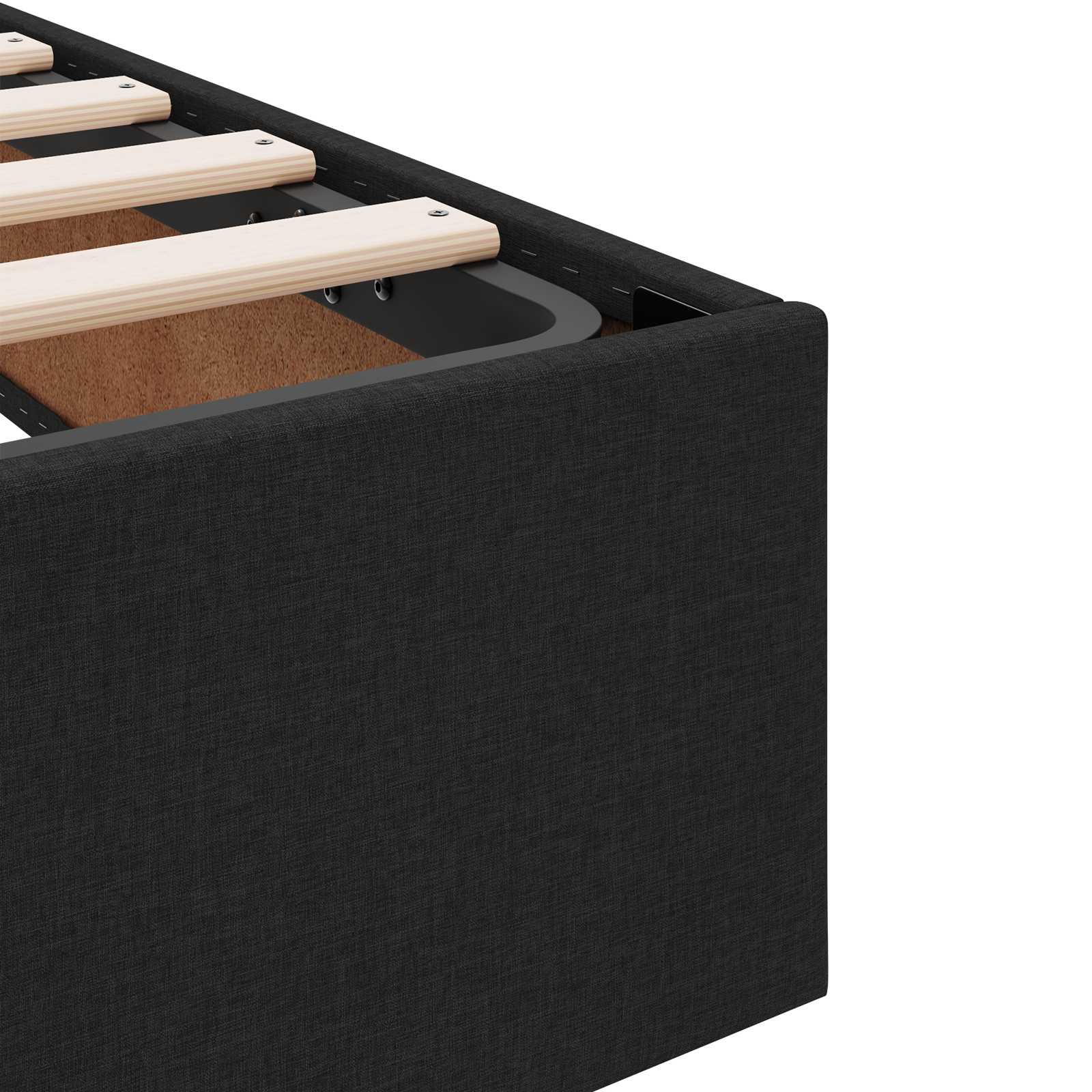 Cadre de lit ottoman avec stockage Noir 200 x 200 cm tissu