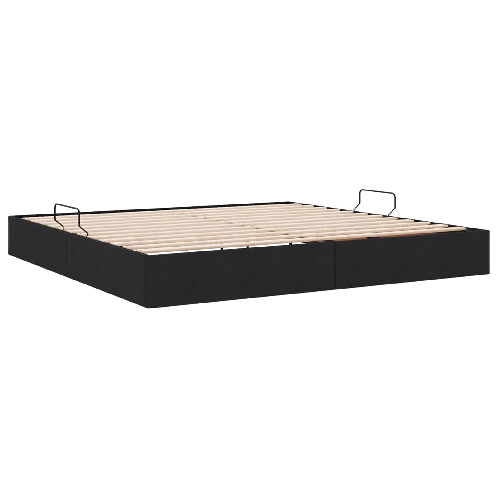 Cadre de lit ottoman avec stockage Noir 200 x 200 cm tissu