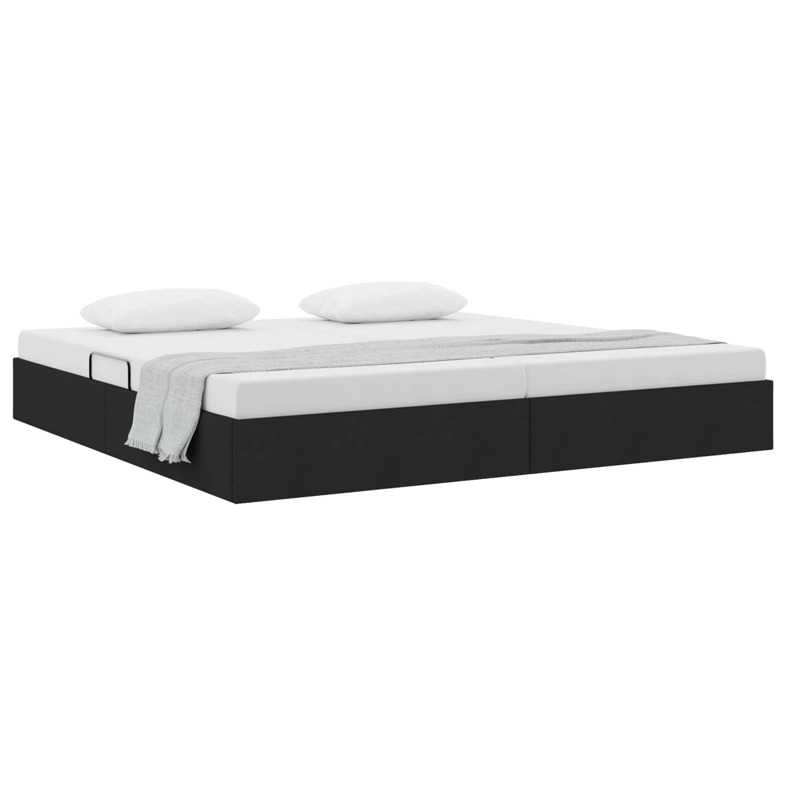 Cadre de lit ottoman avec stockage Noir 200 x 200 cm tissu