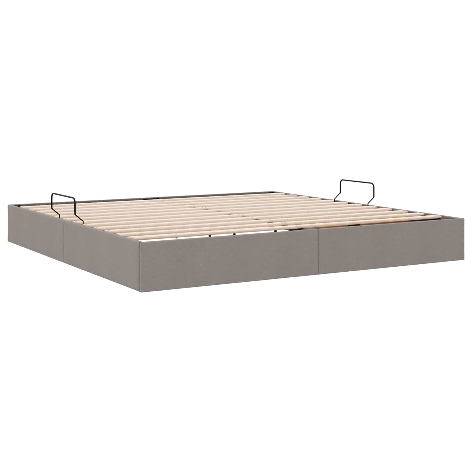 Cadre de lit ottoman avec stockage Taupe 200 x 200 cm tissu