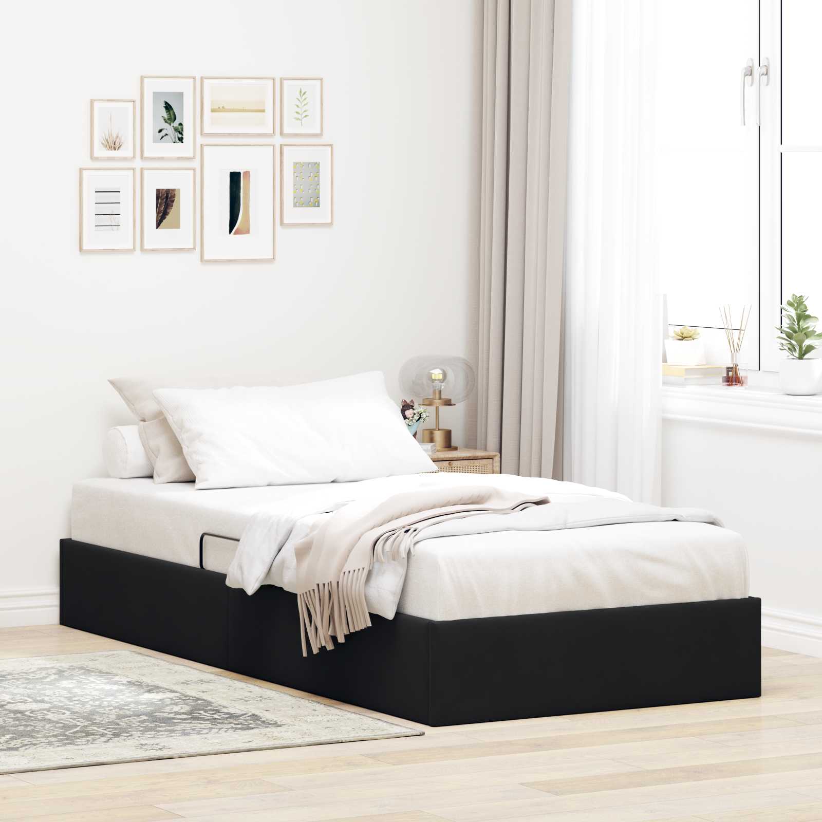 Cadre de lit ottoman avec stockage Noir 100 x 200 cm Velours - XIOS