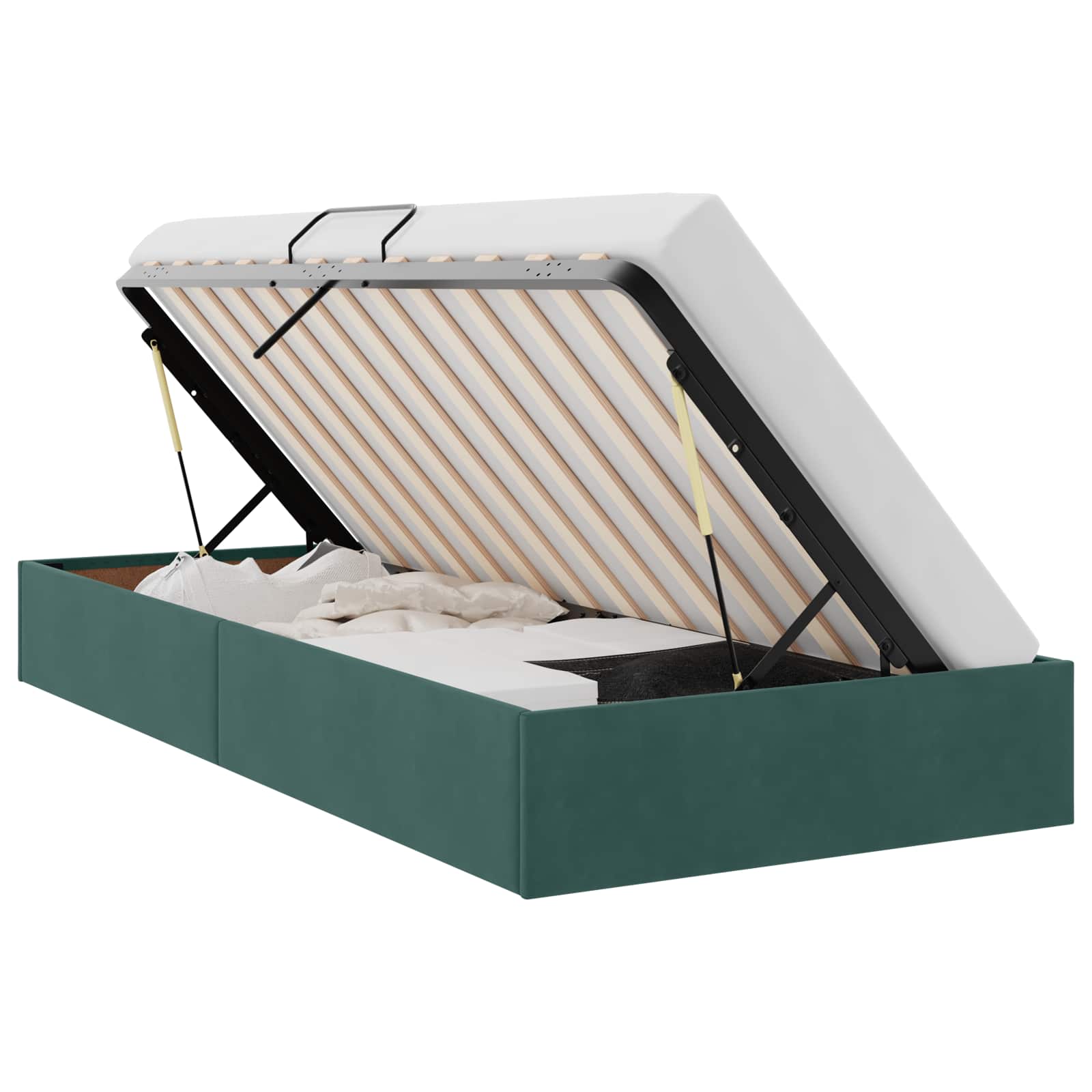 Cadre de lit ottoman Vert foncé 100 x 200 cm Velours - XIOS