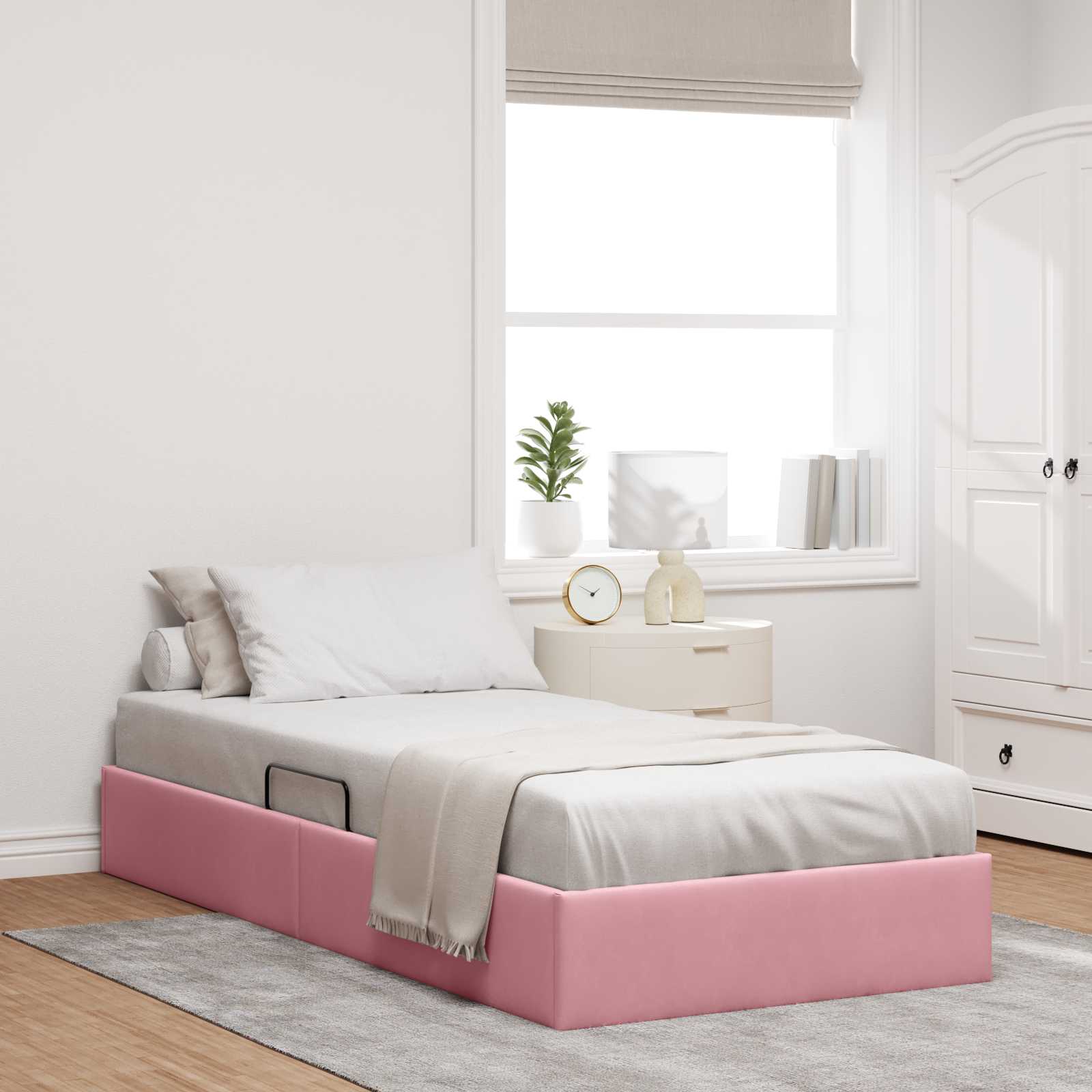 Cadre de lit ottoman avec stockage Rose 100 x 200 cm Velours - XIOS