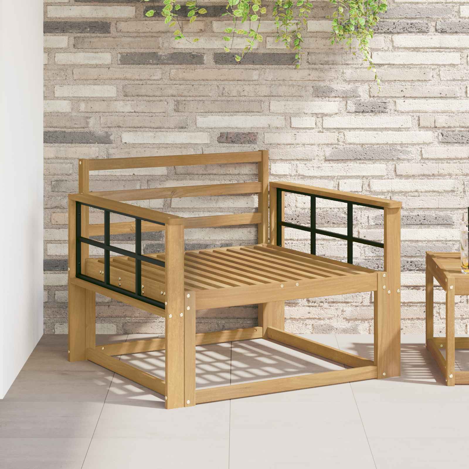Sofa de milieu extérieur Bois d'Acacia Massif Blanc - XIOS