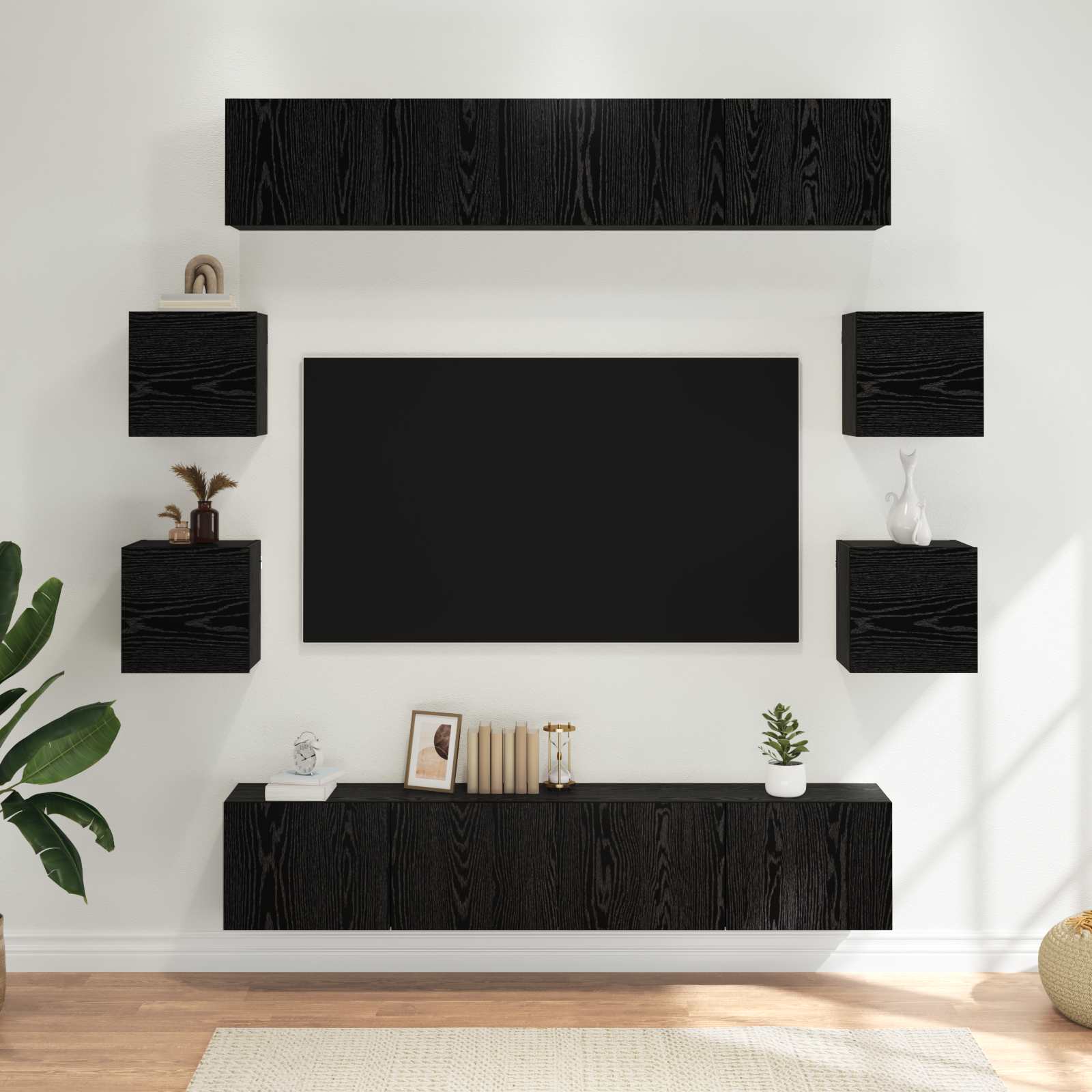 Ensemble meuble TV 8 pcs 80 x 30 x 30 cm Chêne noir - XIOS